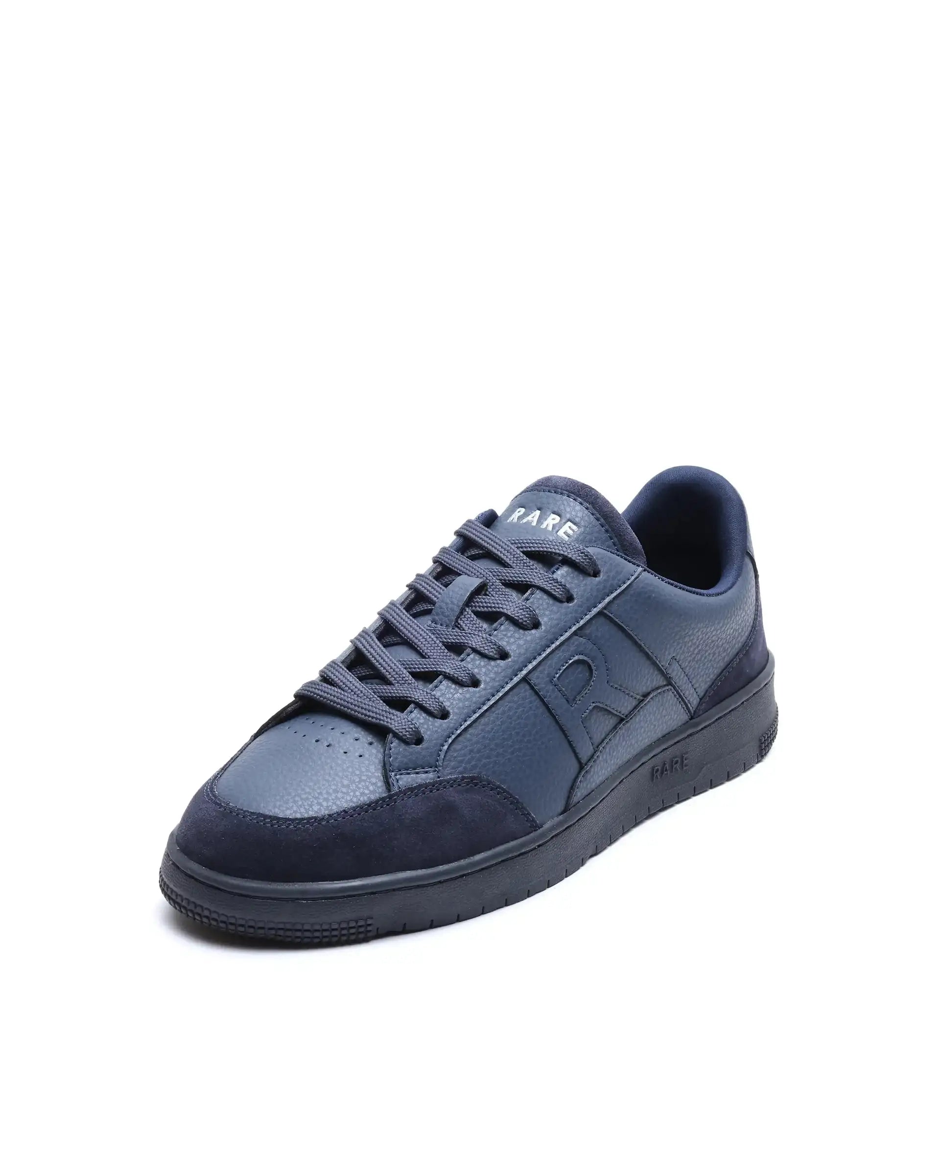 Rare Rabbit Men's Lino Navy Micro Leather Sneaker