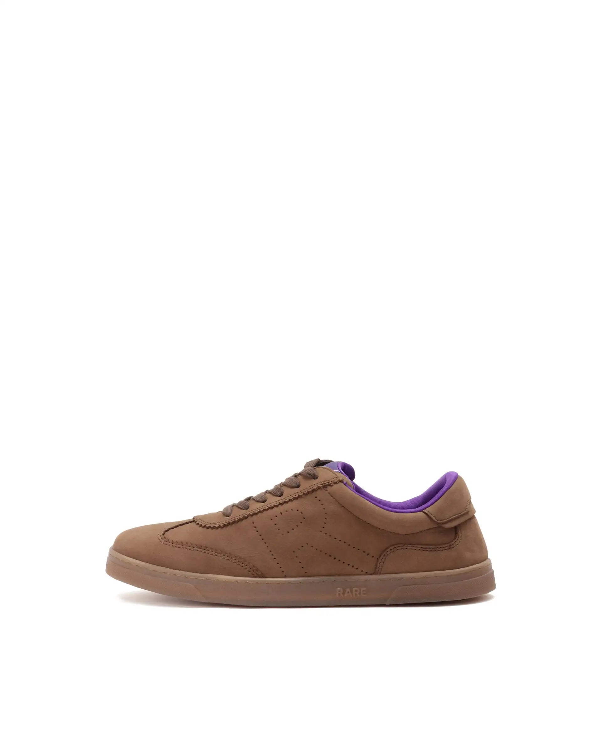 Rare Rabbit Mens Magellan Brown Premium Nubuck Lace Up Low Top Round Toe Sneaker Shoes