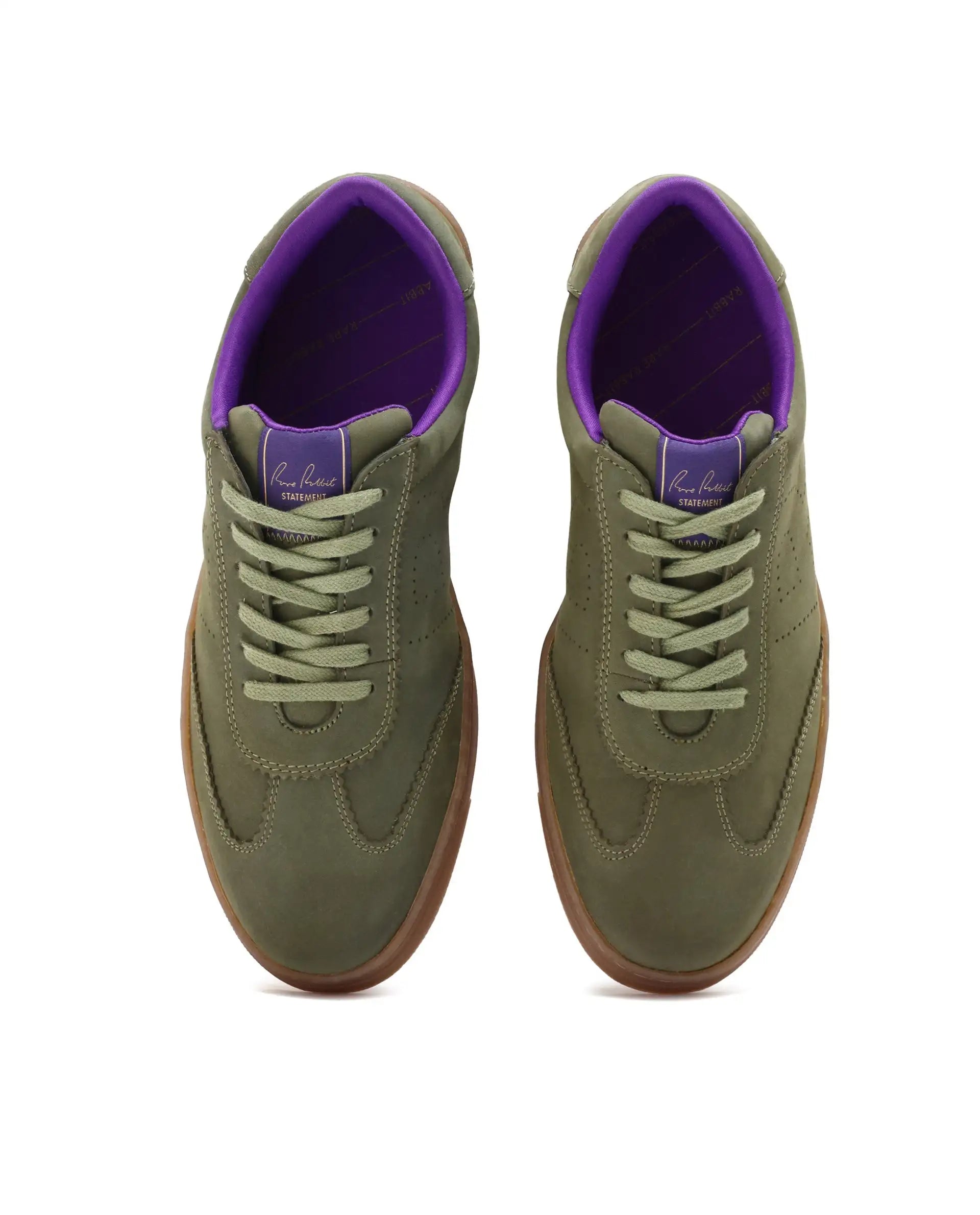 Rare Rabbit Mens Magellan Dark Green Premium Nubuck Lace Up Low Top Round Toe Sneaker Shoes