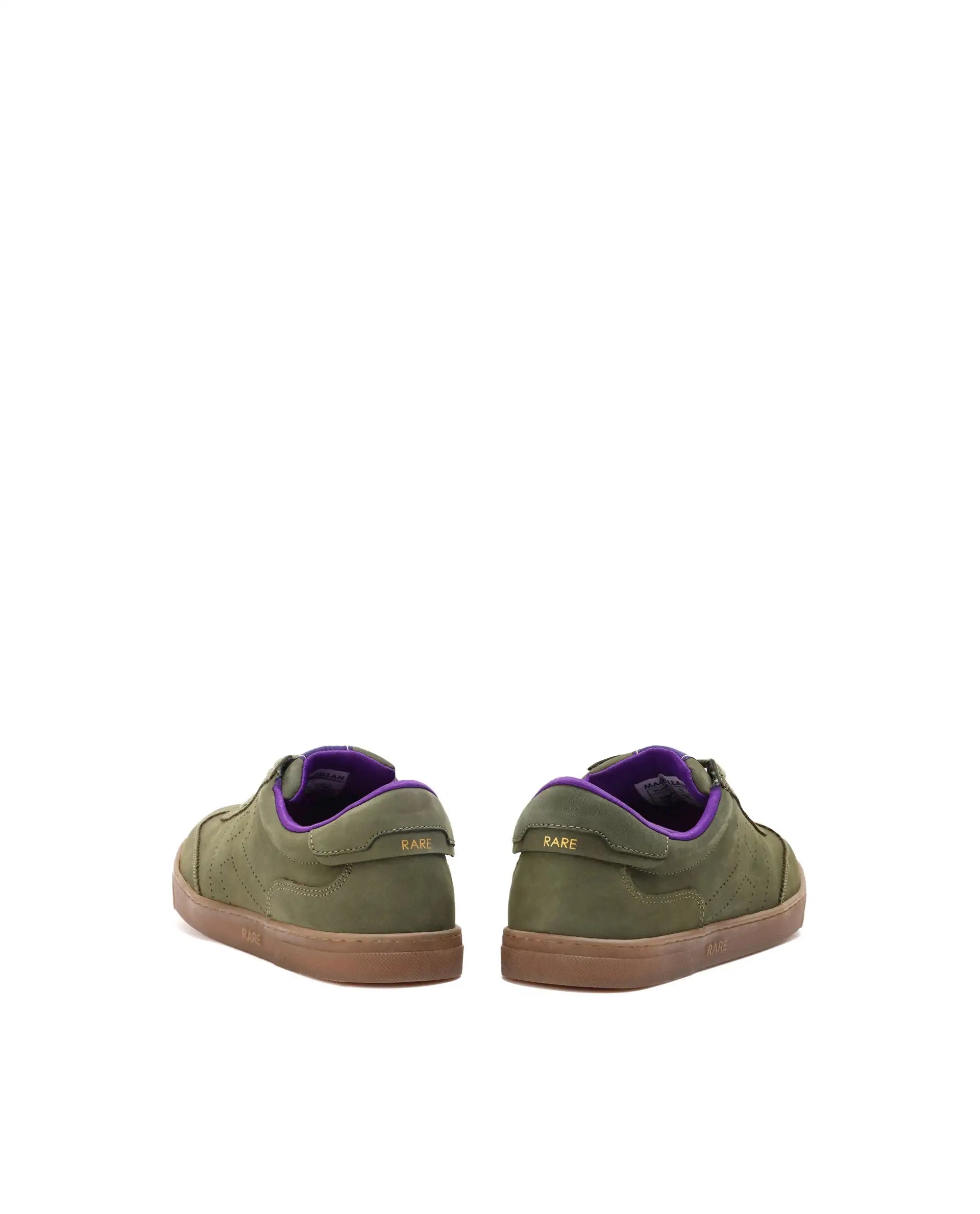 Rare Rabbit Mens Magellan Dark Green Premium Nubuck Lace Up Low Top Round Toe Sneaker Shoes