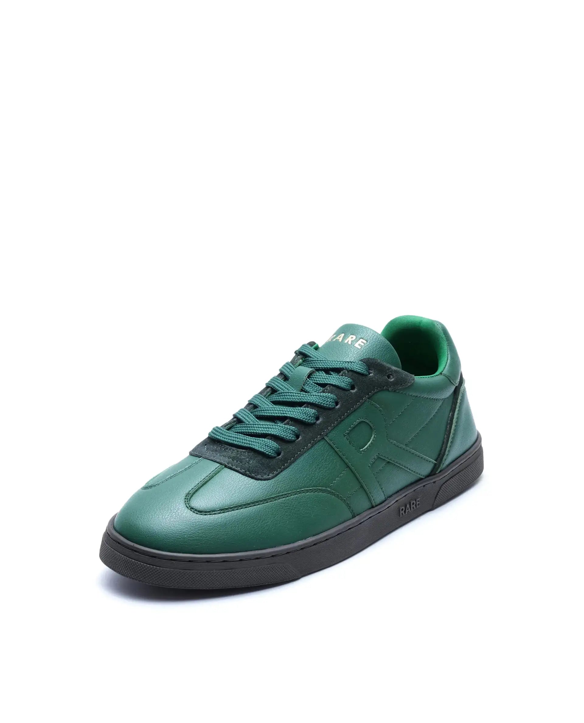 Rare Rabbit Men's Marco Green Micro Leather Sneaker