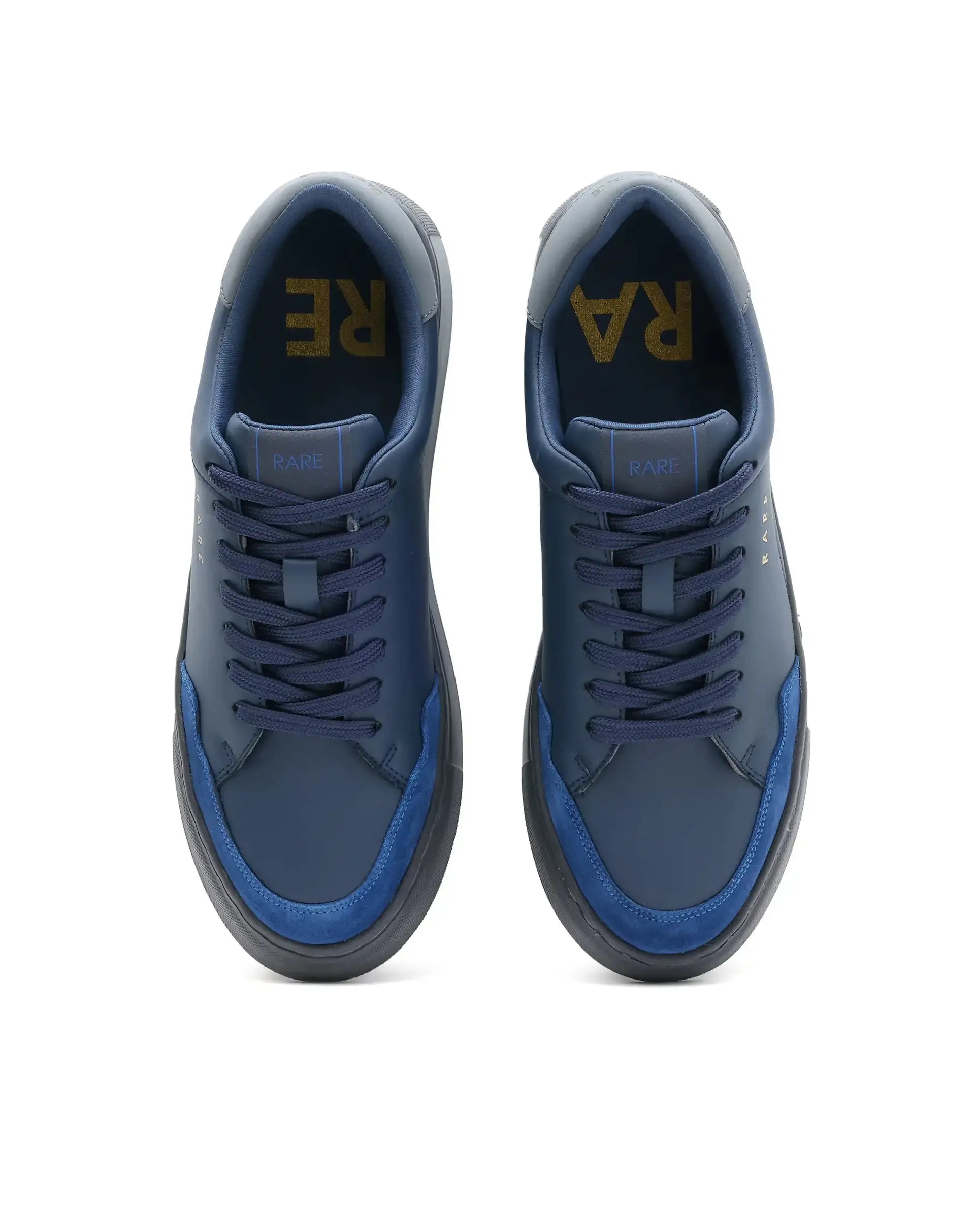 Rare Rabbit Men's Mawi Blue Micro Fiber Leather Sneaker