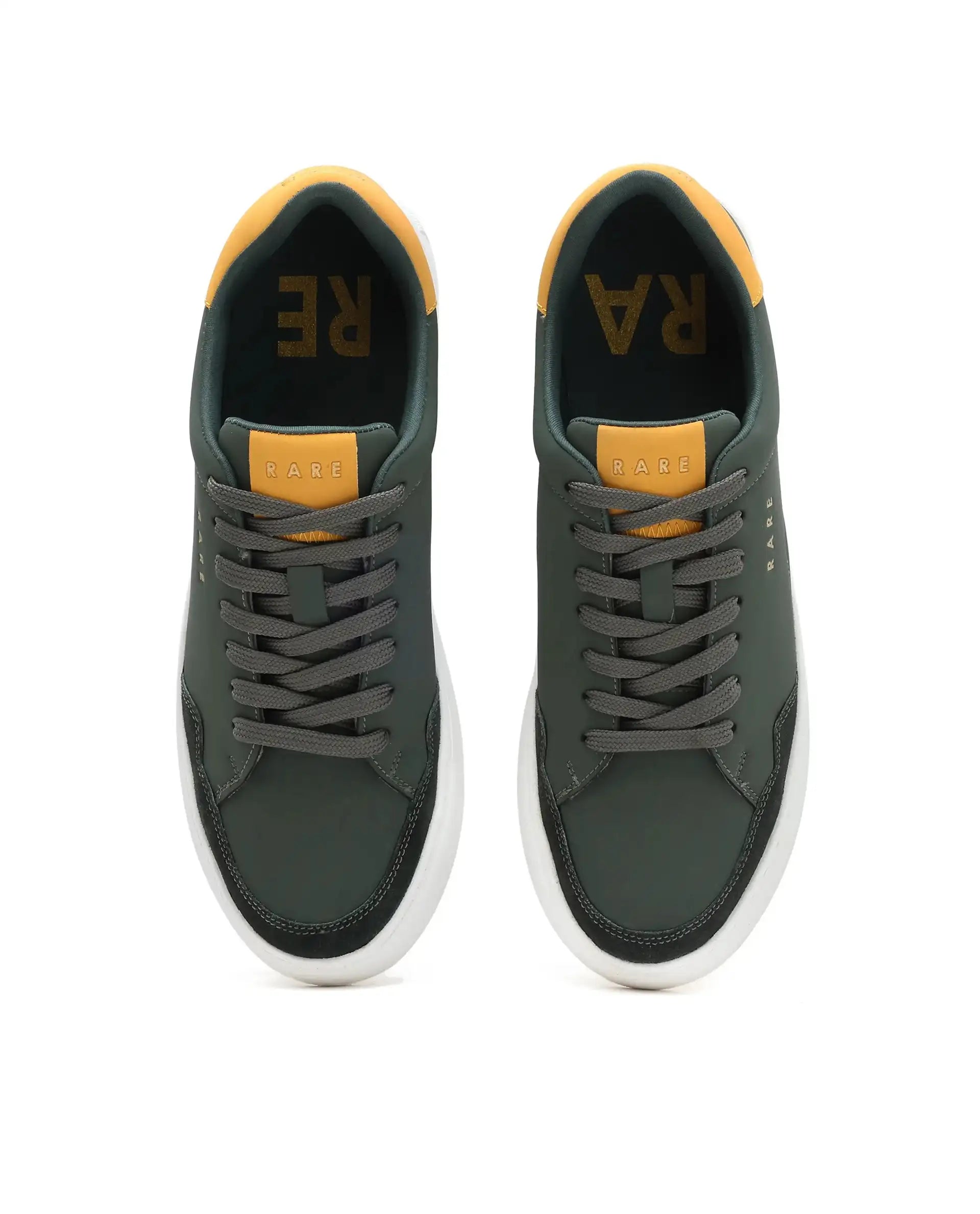 Rare Rabbit Men's Mawi Olive Micro Fiber Causal Sneaker