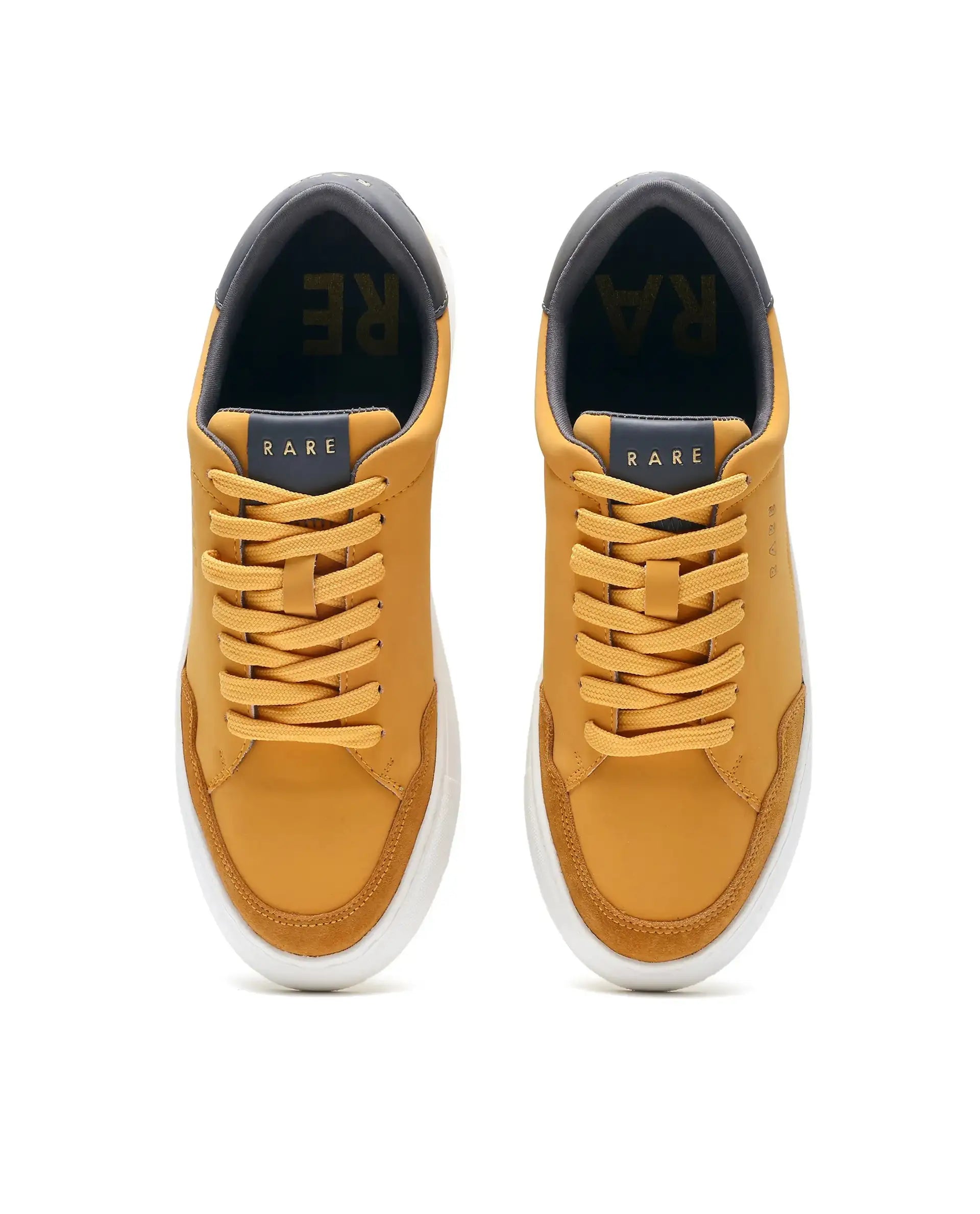 Rare Rabbit Men's Mawi Yellow Micro Fiber Causal Sneaker