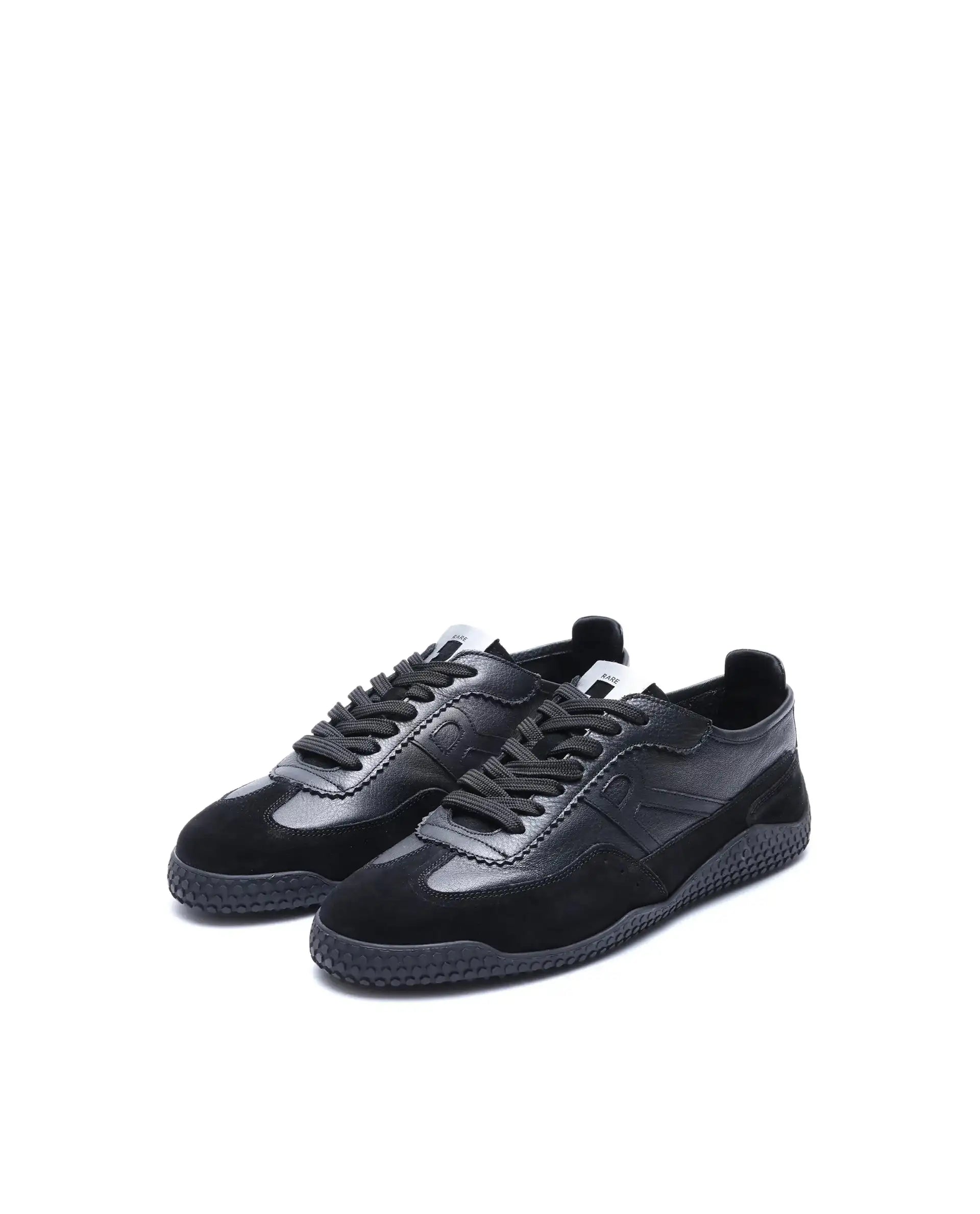 Rare Rabbit Men's Membo Black Leather Fabric Sneaker