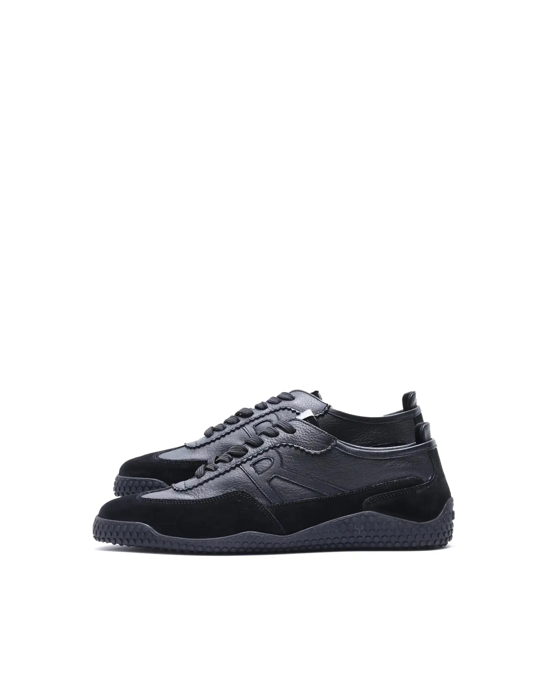 Rare Rabbit Men's Membo Black Leather Fabric Sneaker