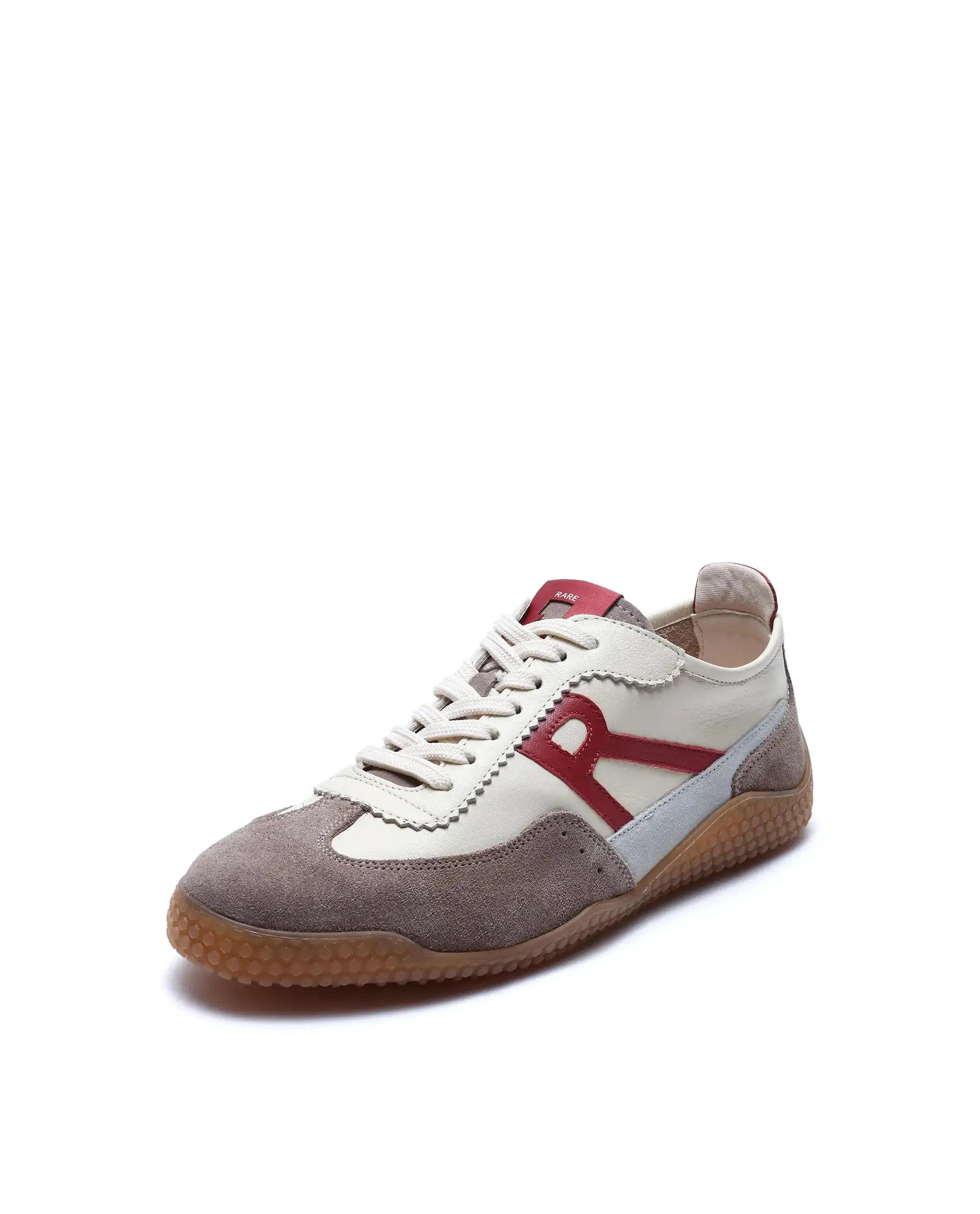 Rare Rabbit Men's Membo Dark Beige Leather Fabric Sneaker