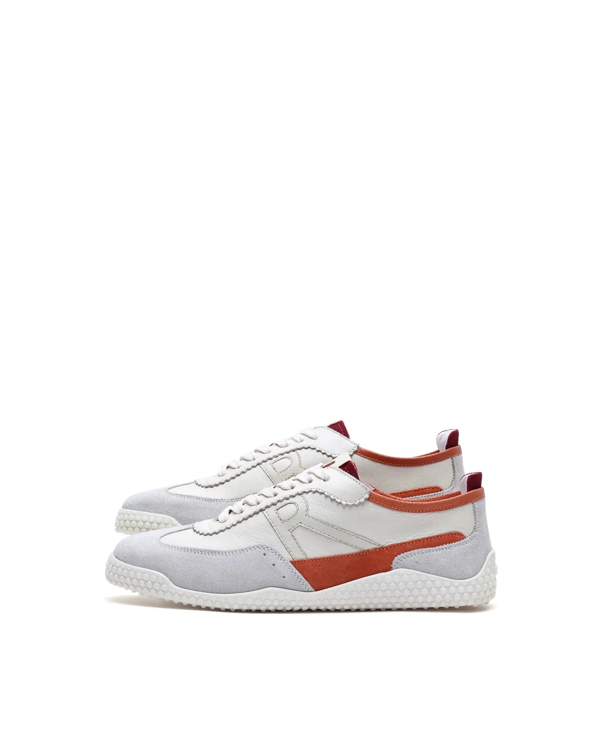 Rare Rabbit Men's Membo Light Beige Leather Fabric Sneaker