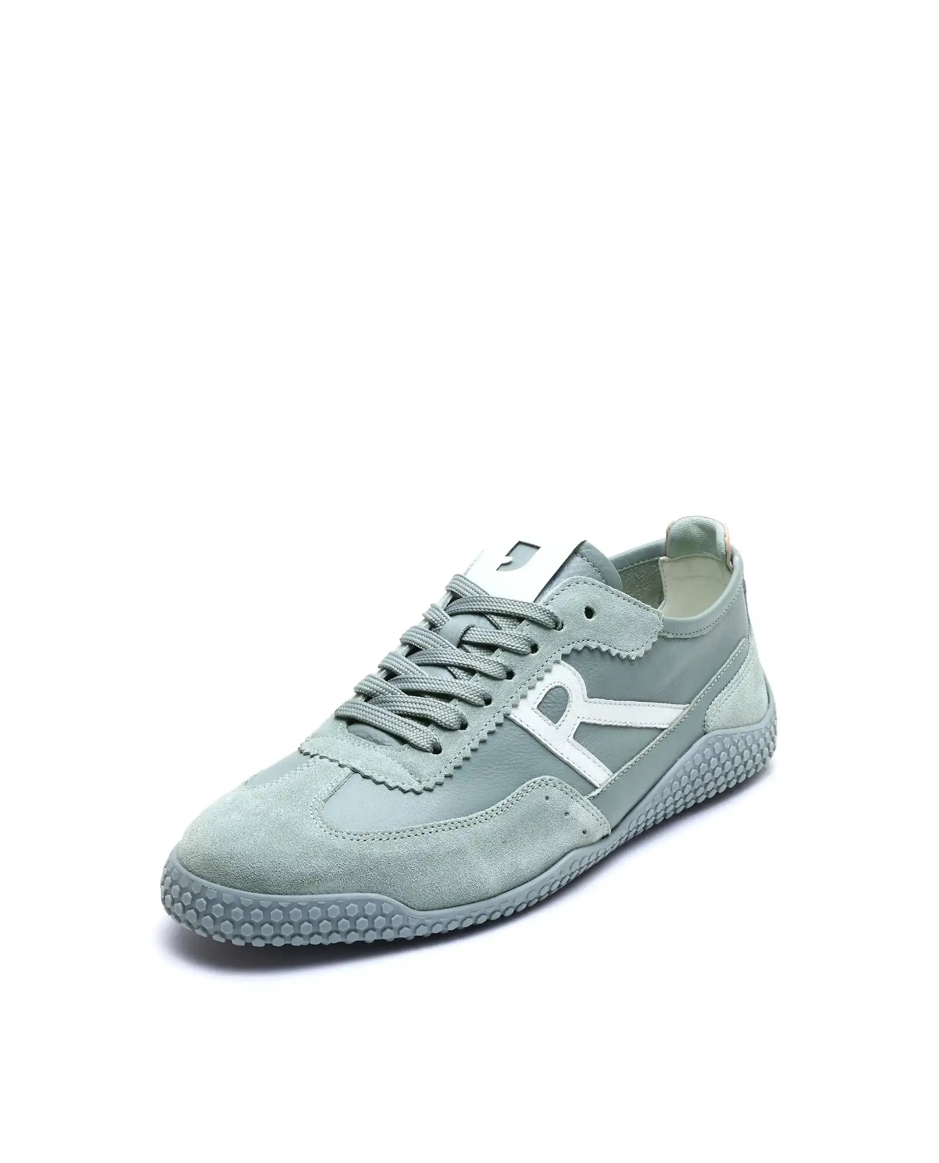 Rare Rabbit Men's Membo Light Sage Leather Fabric Sneaker