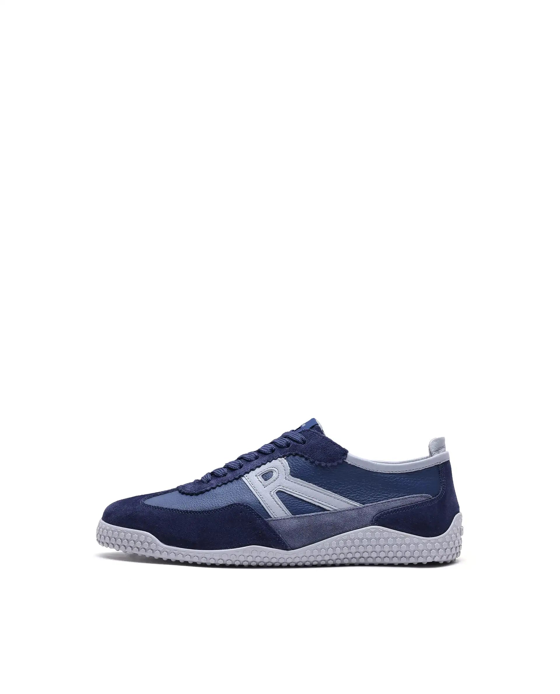 Rare Rabbit Men's Membo Navy Leather Fabric Sneaker