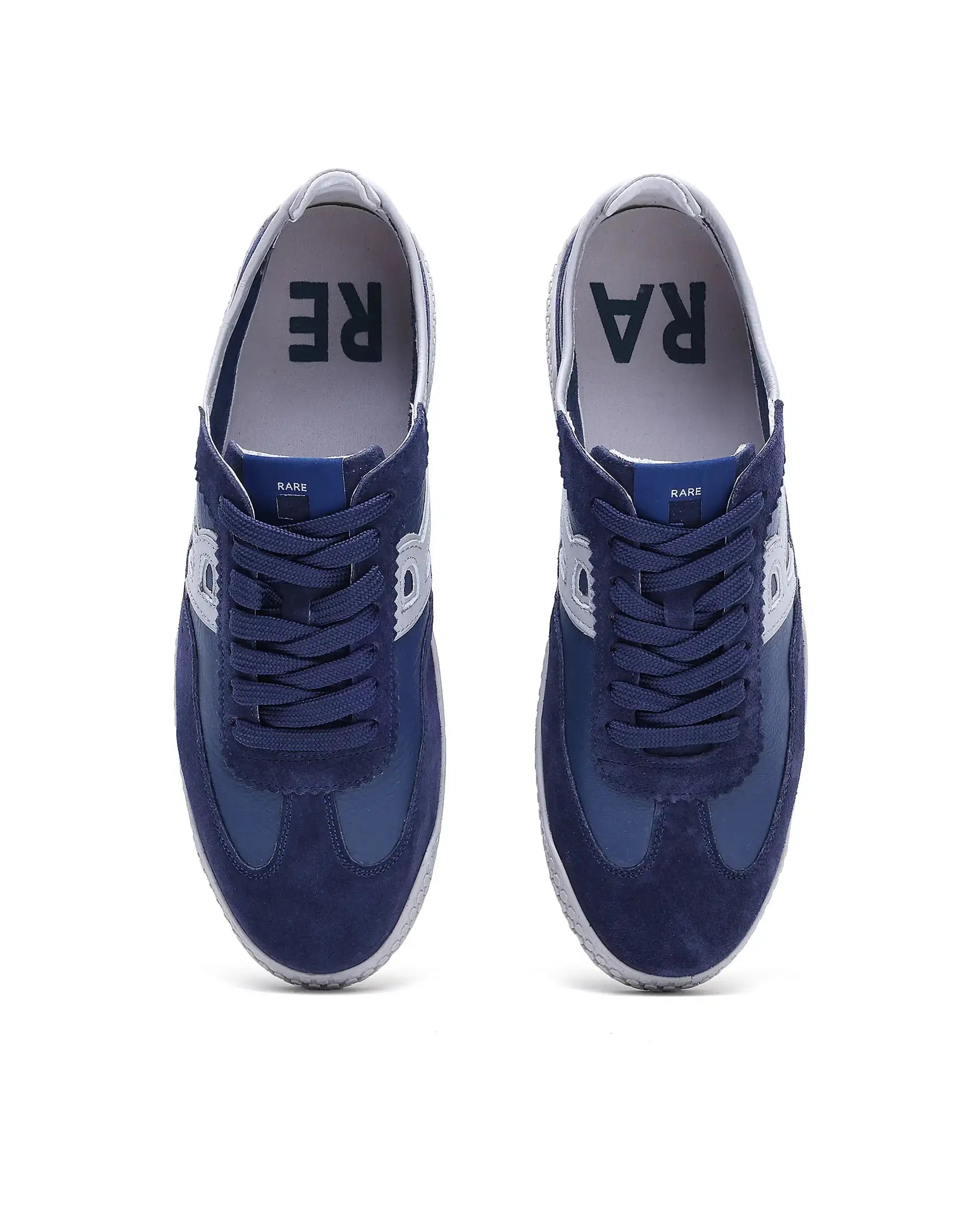 Rare Rabbit Men's Membo Navy Leather Fabric Sneaker