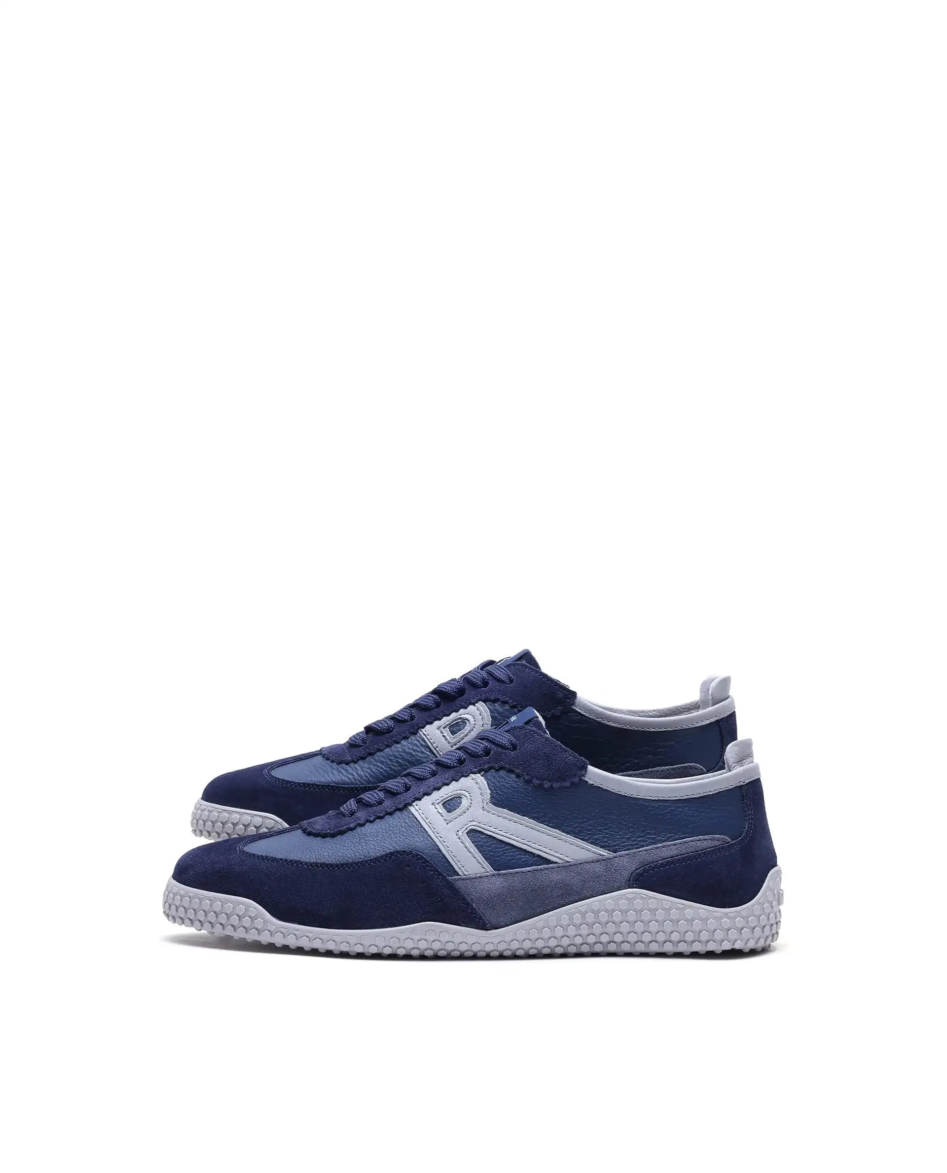 Rare Rabbit Men's Membo Navy Leather Fabric Sneaker