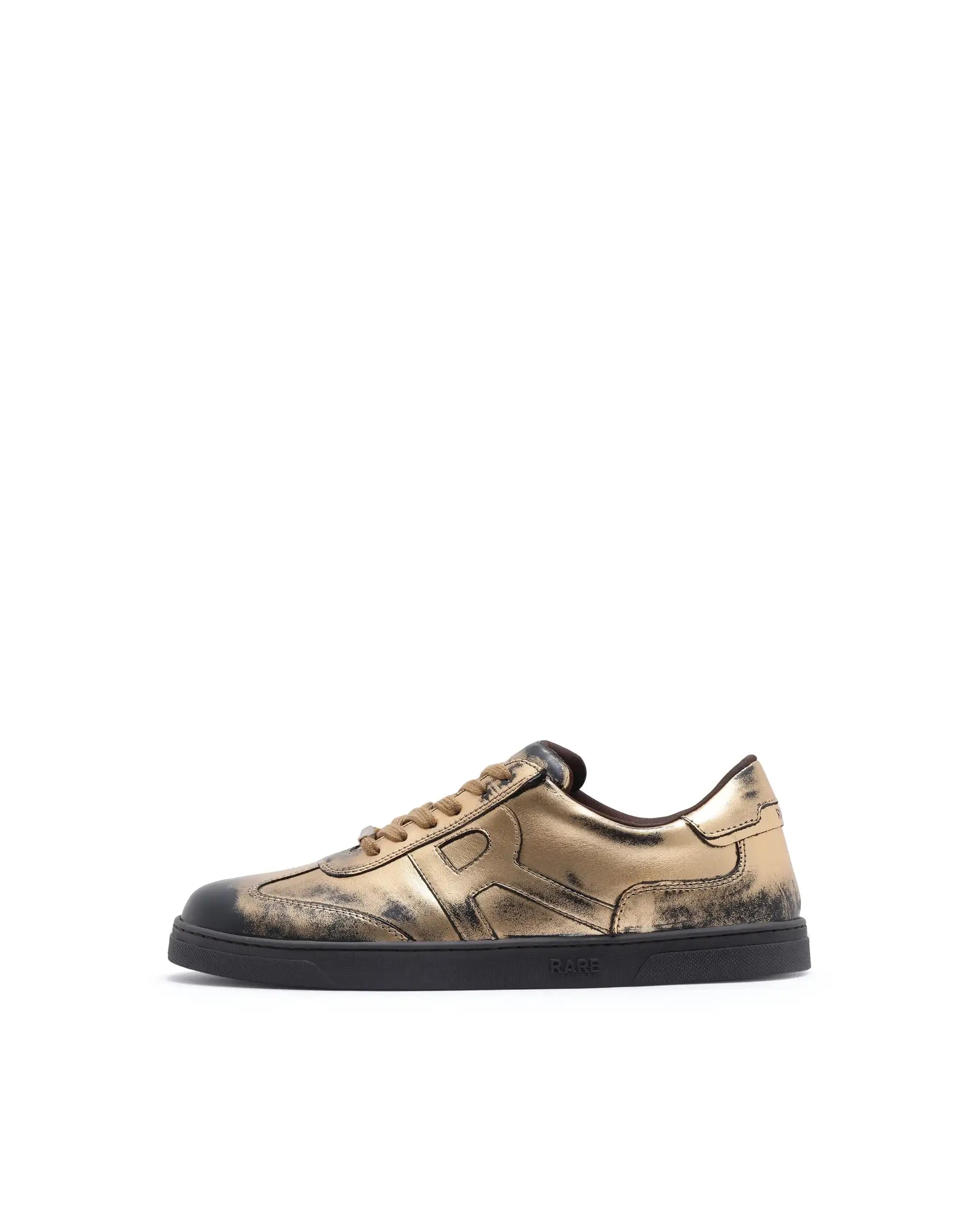 Rare Rabbit Men Mercure Metallic Gold Lace-Up Closure Shoes