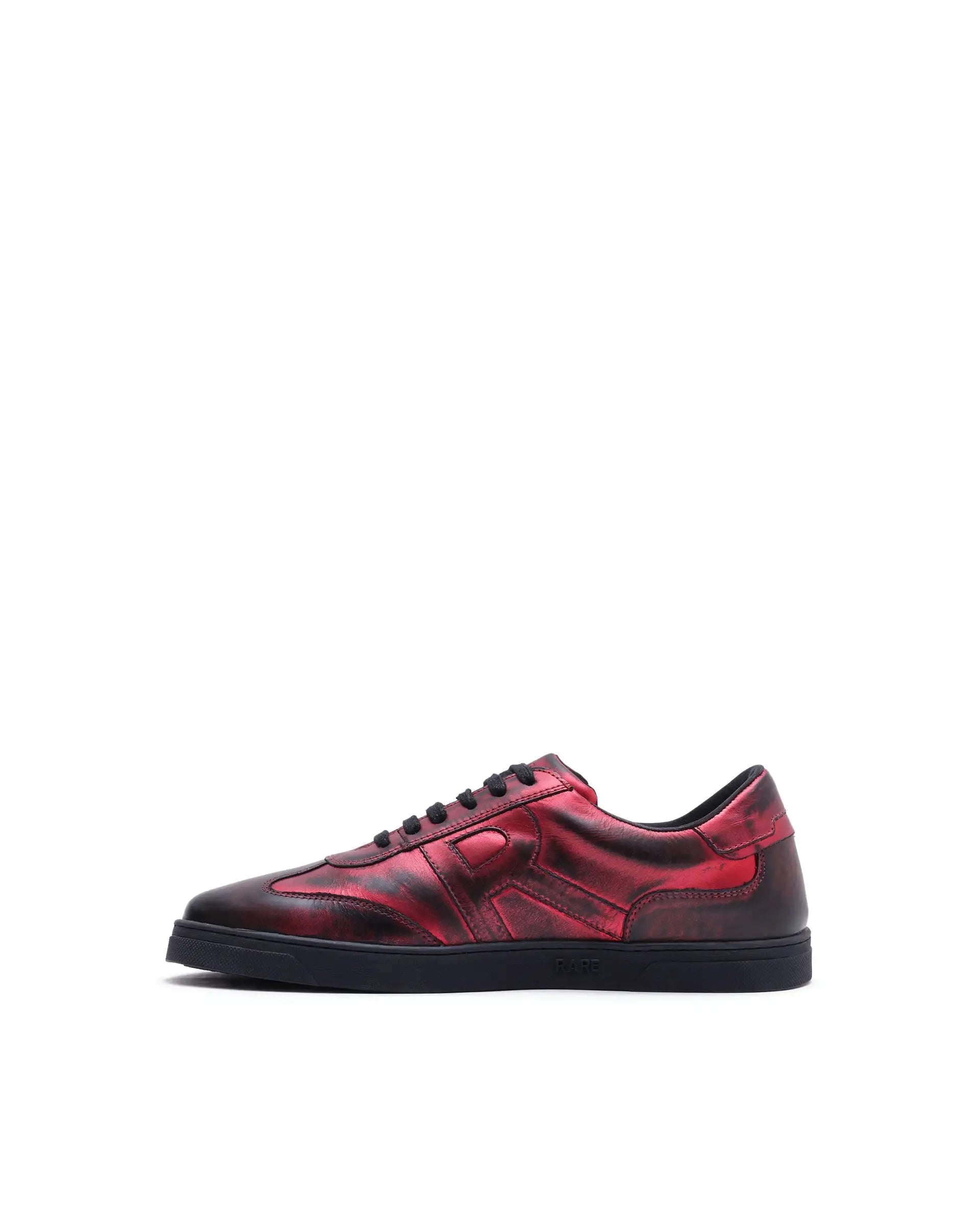 Rare Rabbit Men Mercure Metallic Red Lace-Up Closure Shoes