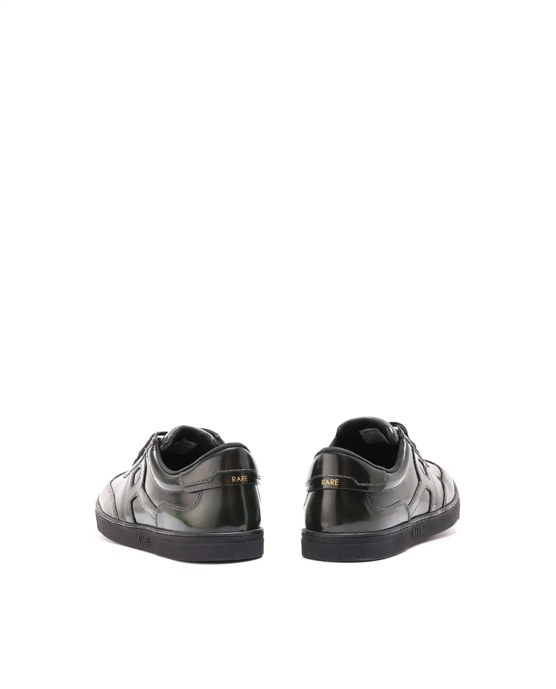 Rare Rabbit Mens Mercury Green Shiny Brush Off Leather Lace Up Low Top Round Toe Smart Casual Sneaker Shoes