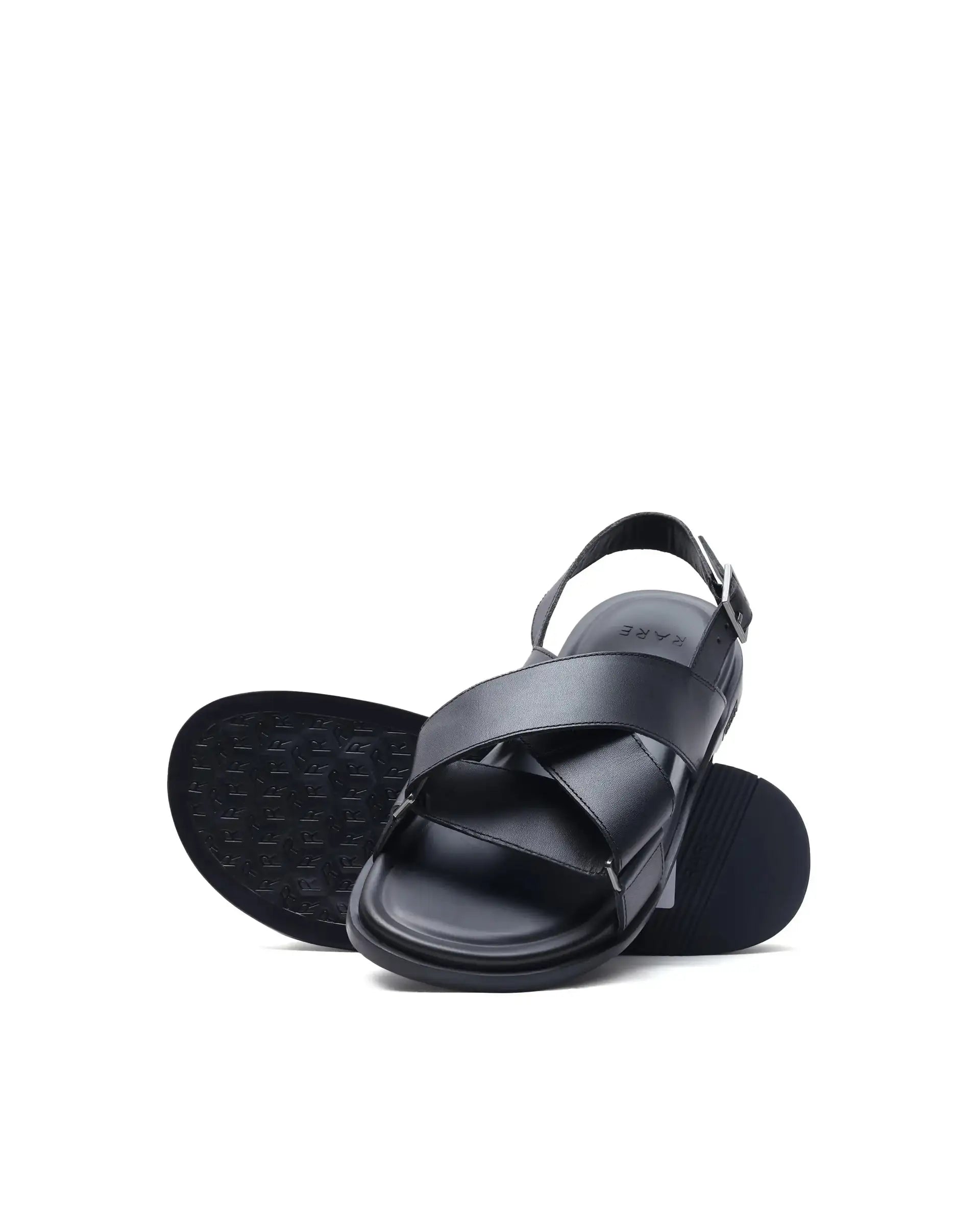 Rare Rabbit Men's Monz Black Slip-On Closure Sandal