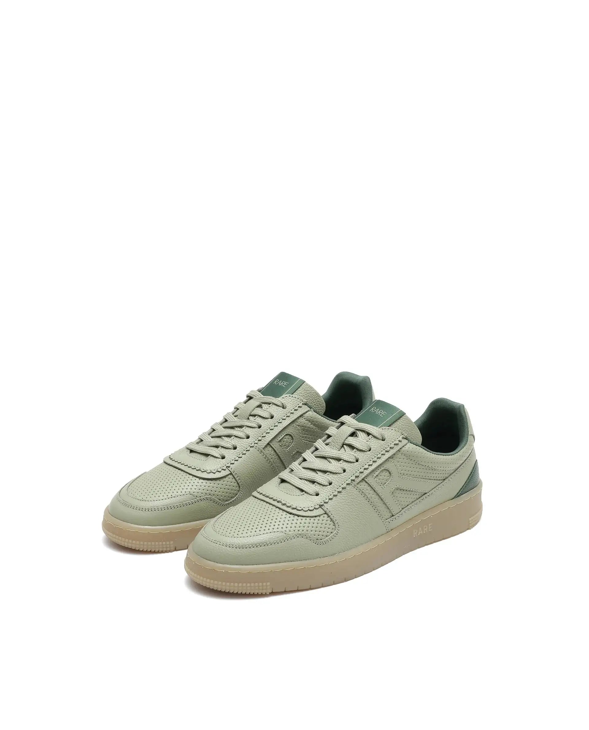 Rare Rabbit Mens Neva Sage Genuine Leather Lace-Up Closure Low -Top Dual Tone Sneaker