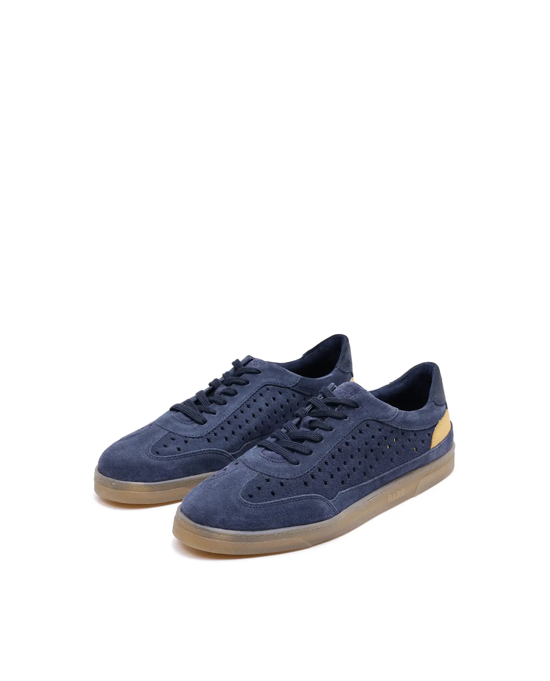 Rare Rabbit Men Norma Navy Suede Lace-Up Closure Sneaker