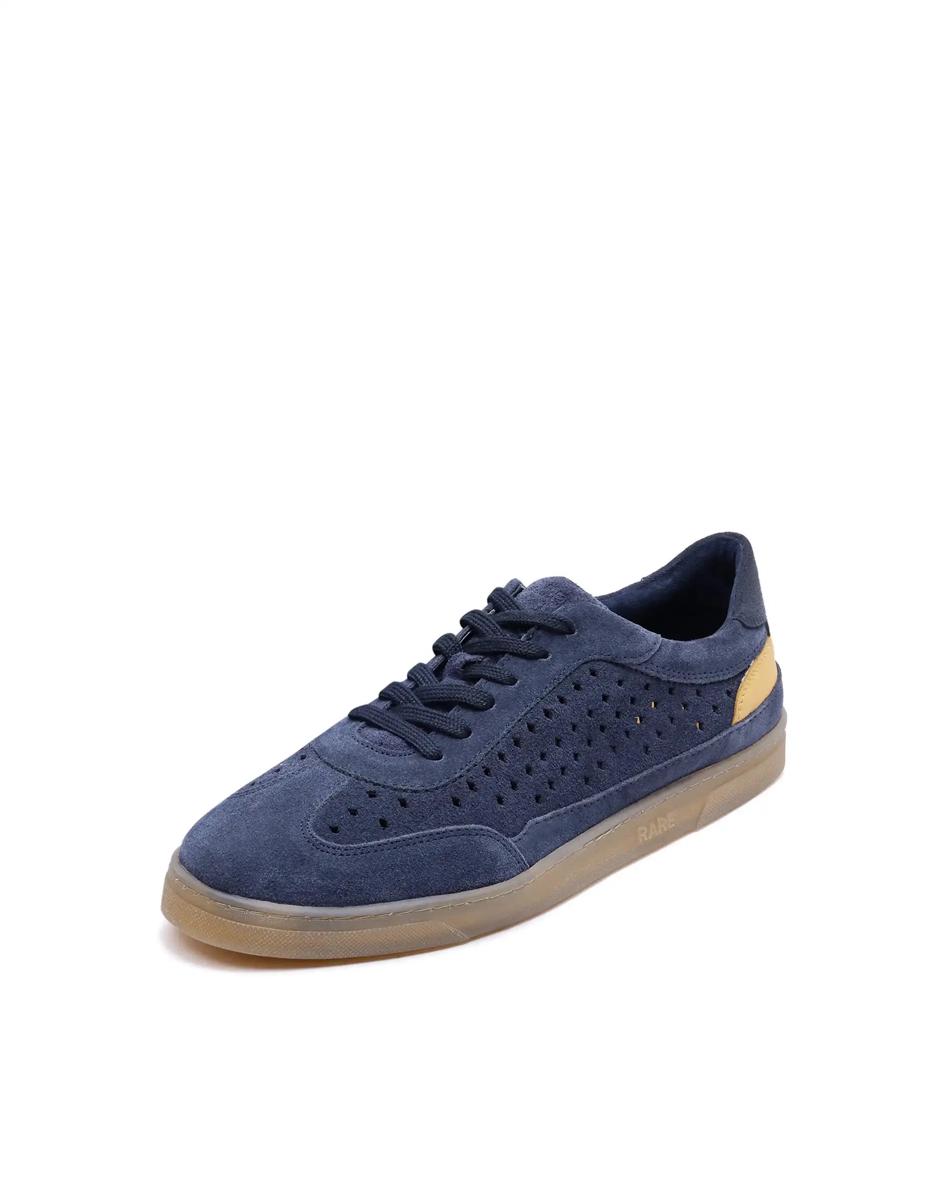 Rare Rabbit Men Norma Navy Suede Lace-Up Closure Sneaker