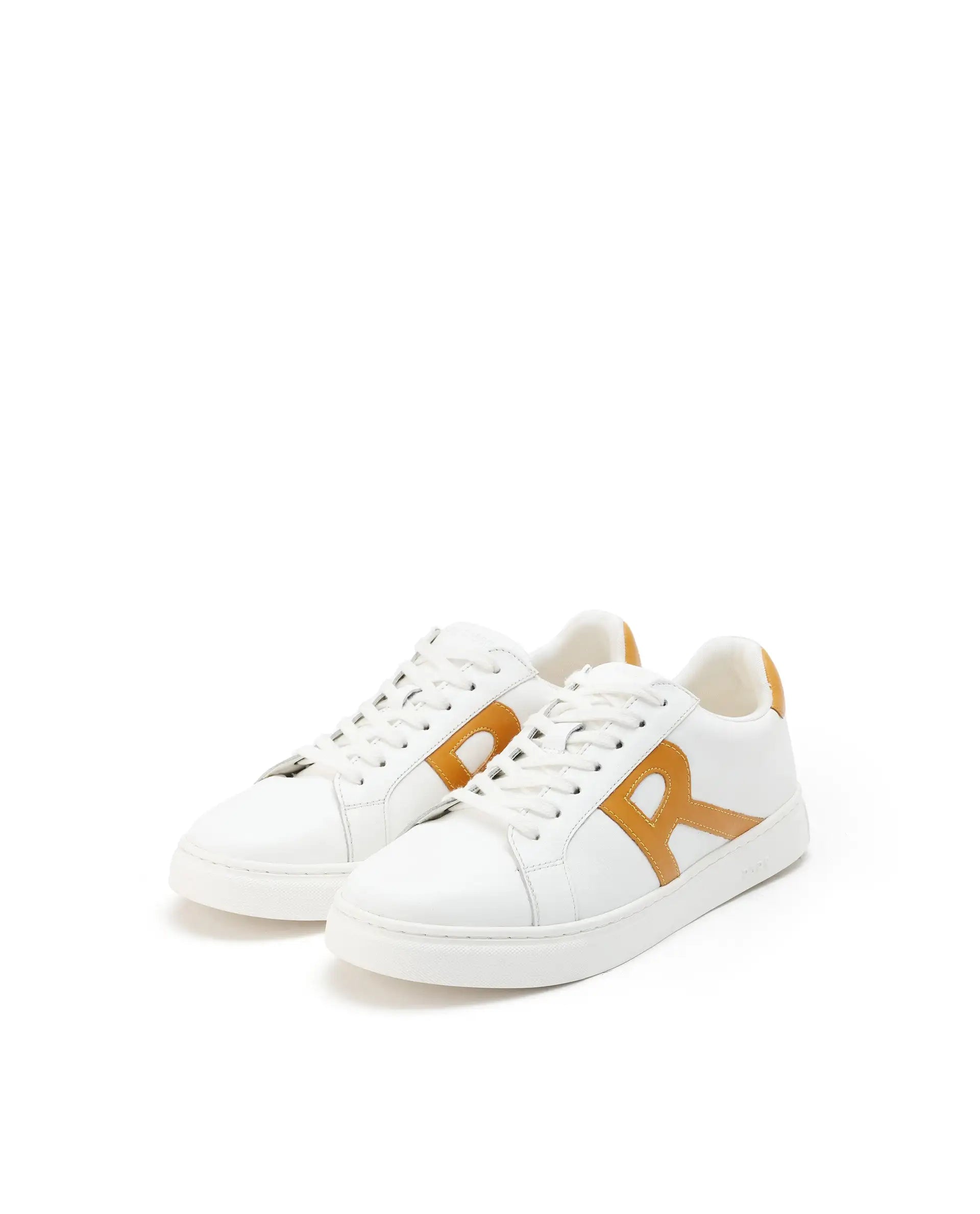 Rare Rabbit Men's Nova Mustard Round Toe Smart Casual Low-Top Lace-Up Logo Branding Sneaker Shoes