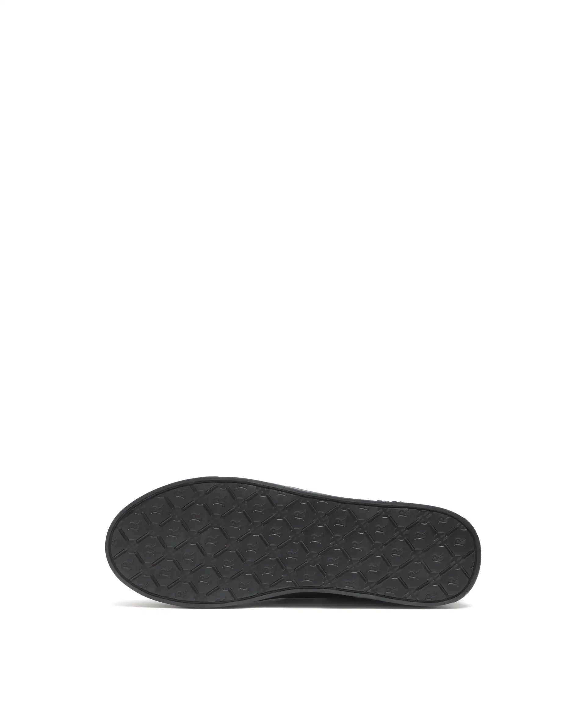 Rare Rabbit Men's Odessa Black Genuine Leather Round Toe Low-Top Lace-Up Monochromatic Sneaker
