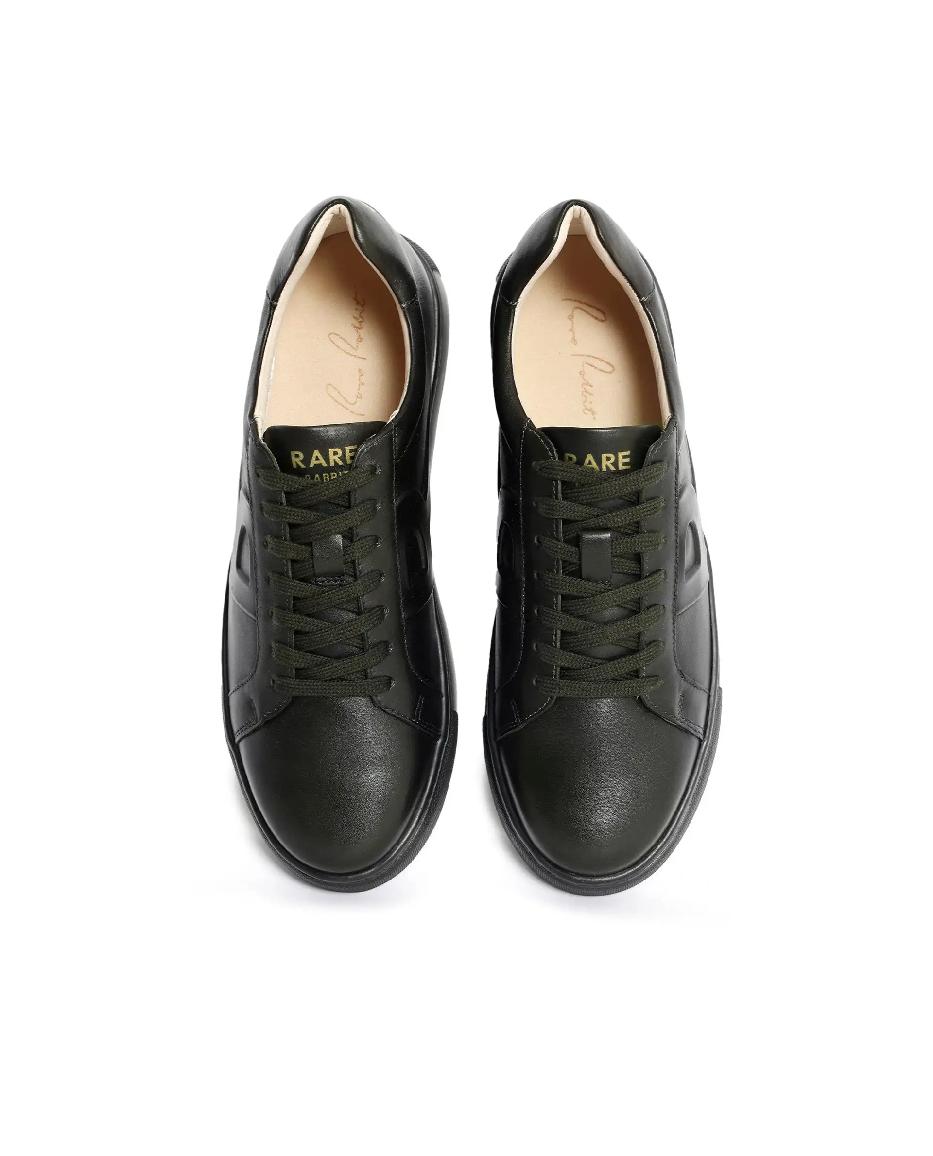 Rare Rabbit Men's Odessa Green Genuine Leather Round Toe Low-Top Lace-Up Monochromatic Sneaker