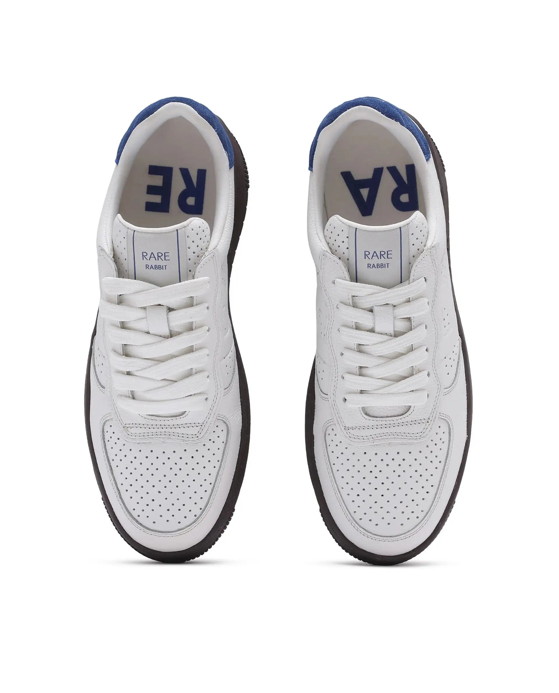 Rare Rabbit Men's Orbiton Off White Milled Leather Perforated Details Low-Top Lace-Up Monotone Sneaker Shoes