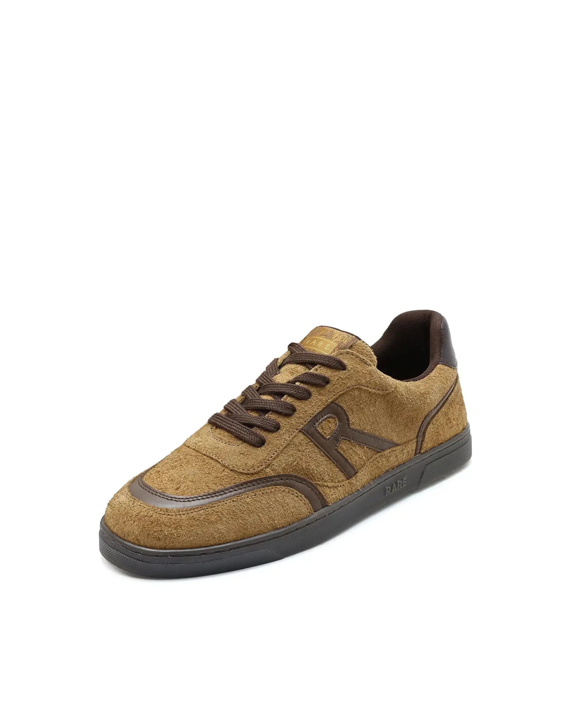 Rare Rabbit Men Orla Camel Lace-Up Closure Suede Sneaker
