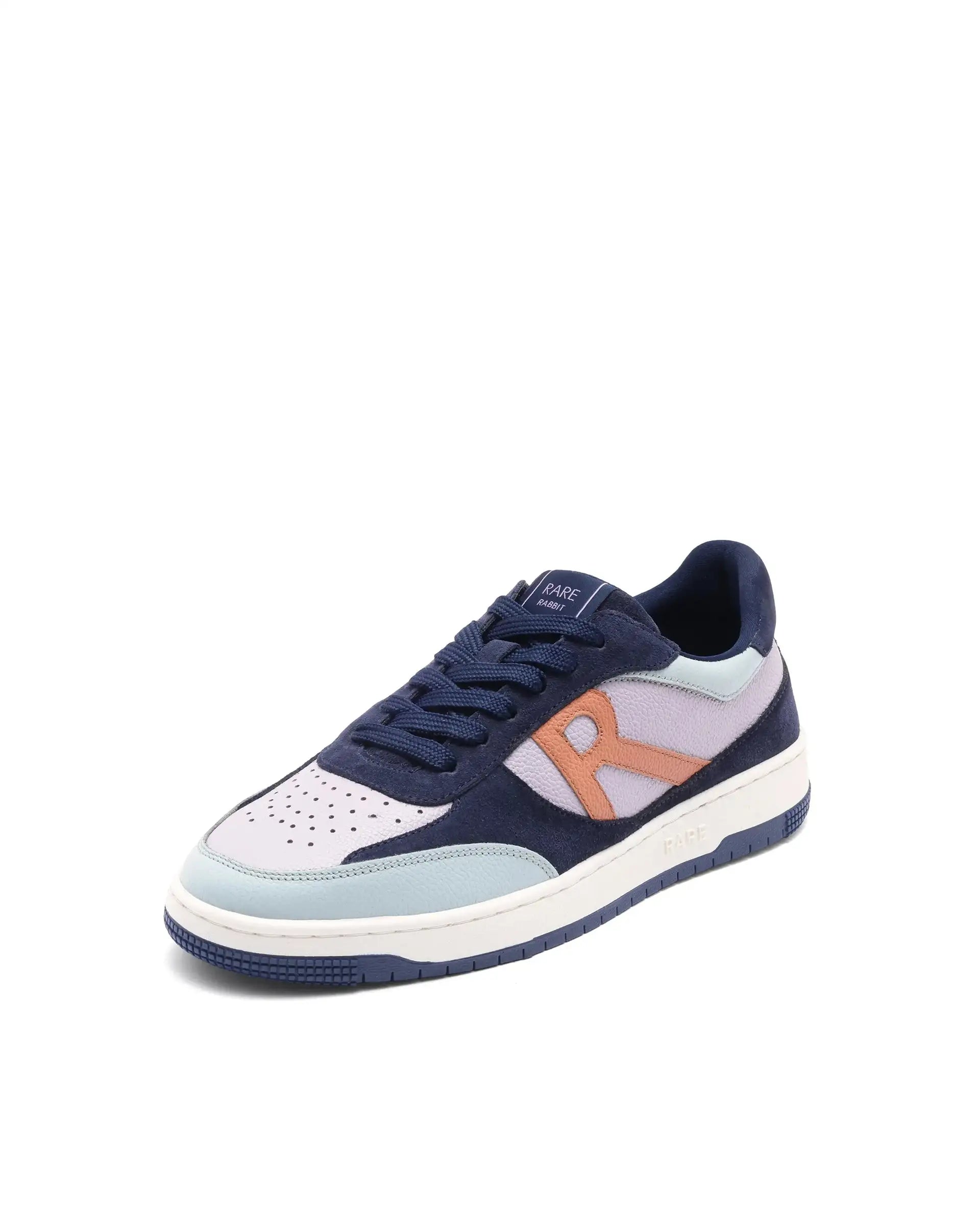 Rare Rabbit Men's Parallax Purple / Navy Genuine Suede Colorblock Low-Top Lace-Up Sneaker Shoes