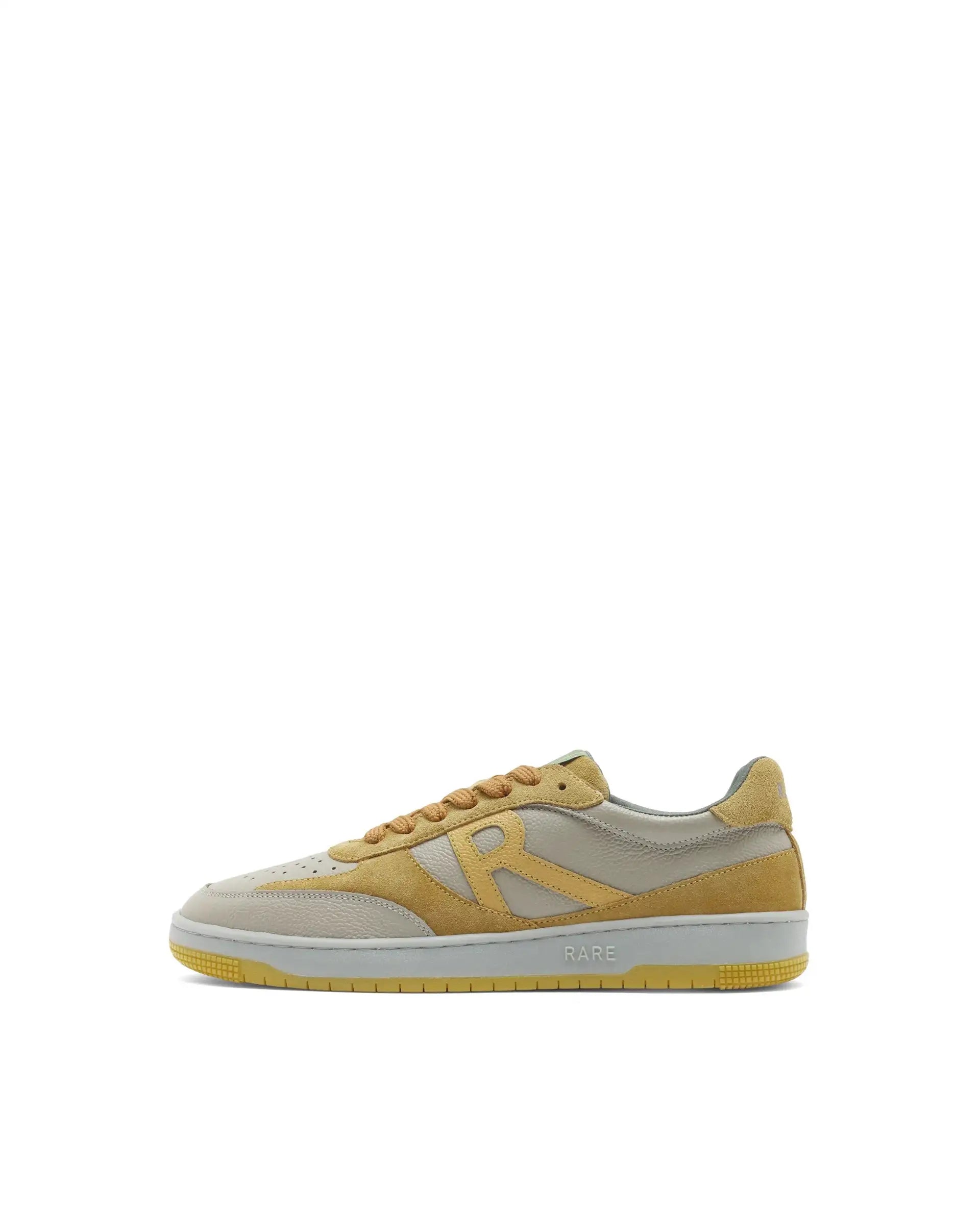 Rare Rabbit Men's Parallax Sage/Yellow Genuine Suede Colorblock Low-Top Lace-Up Sneaker Shoes