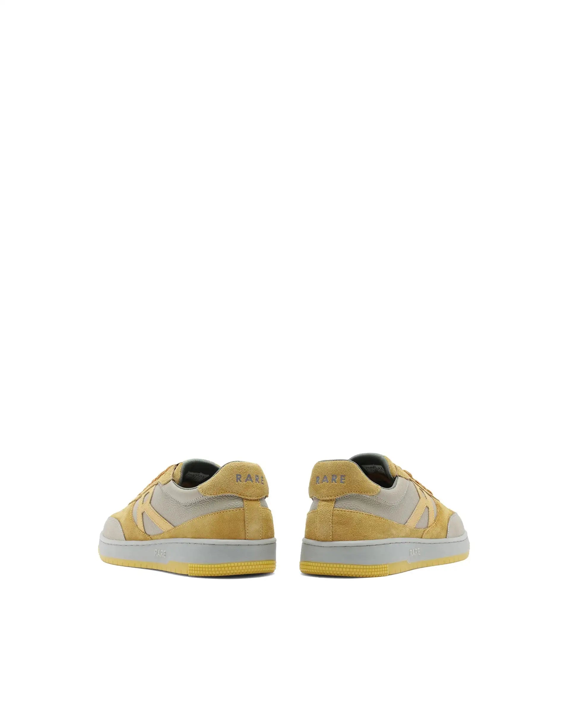 Rare Rabbit Men's Parallax Sage/Yellow Genuine Suede Colorblock Low-Top Lace-Up Sneaker Shoes