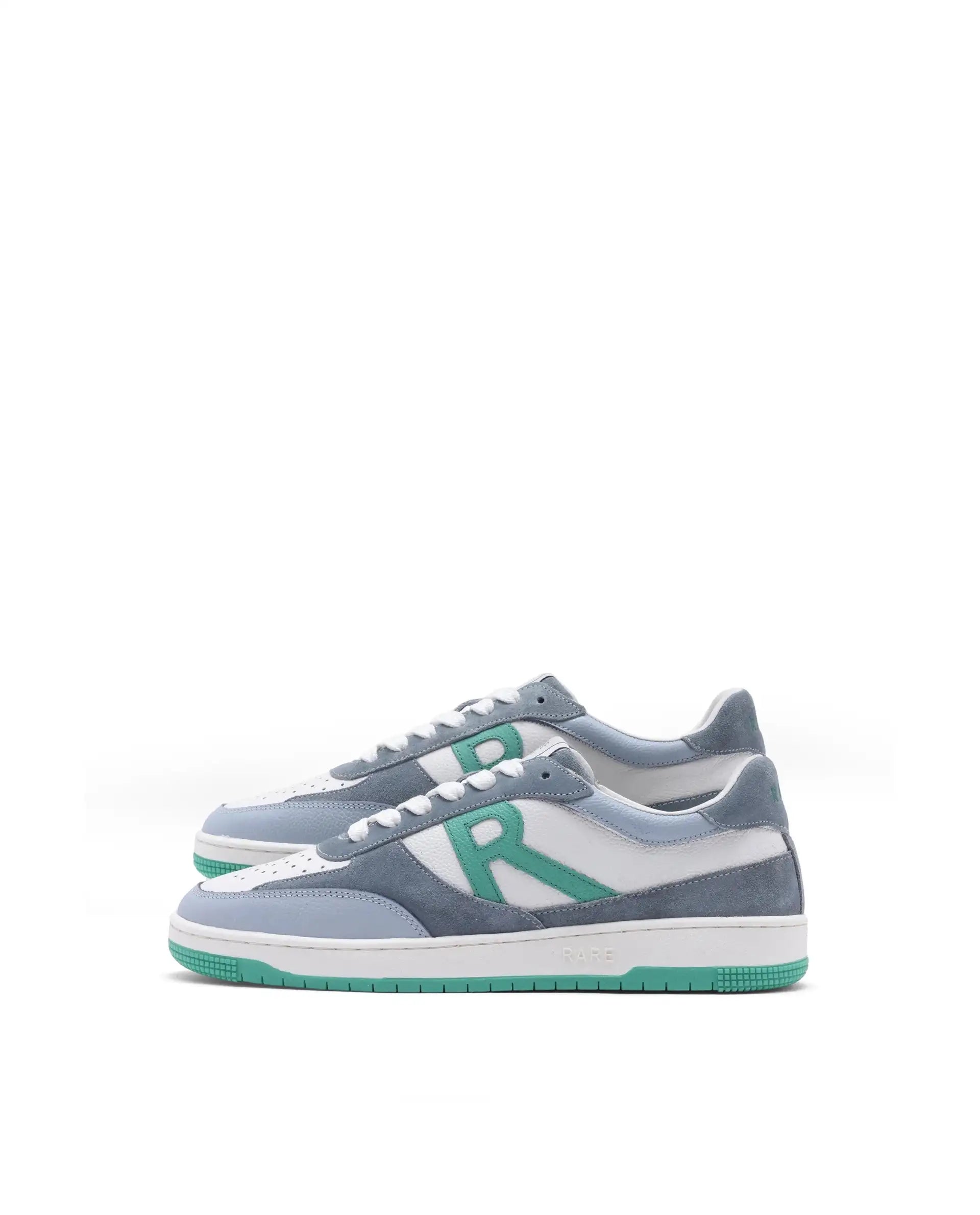 Rare Rabbit Men's Parallax White/ Blue Genuine Suede Colorblock Low-Top Lace-Up Sneaker Shoes