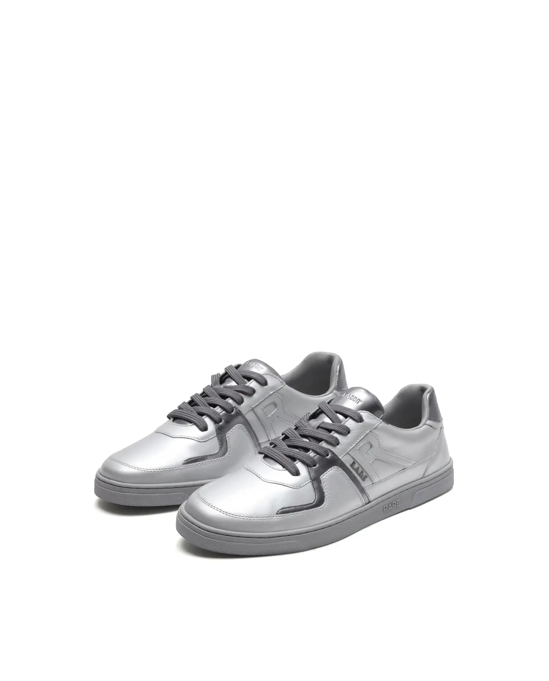 Rare Rabbit Men's Pegasus Silver Leather Lace-Up Closure Sneaker