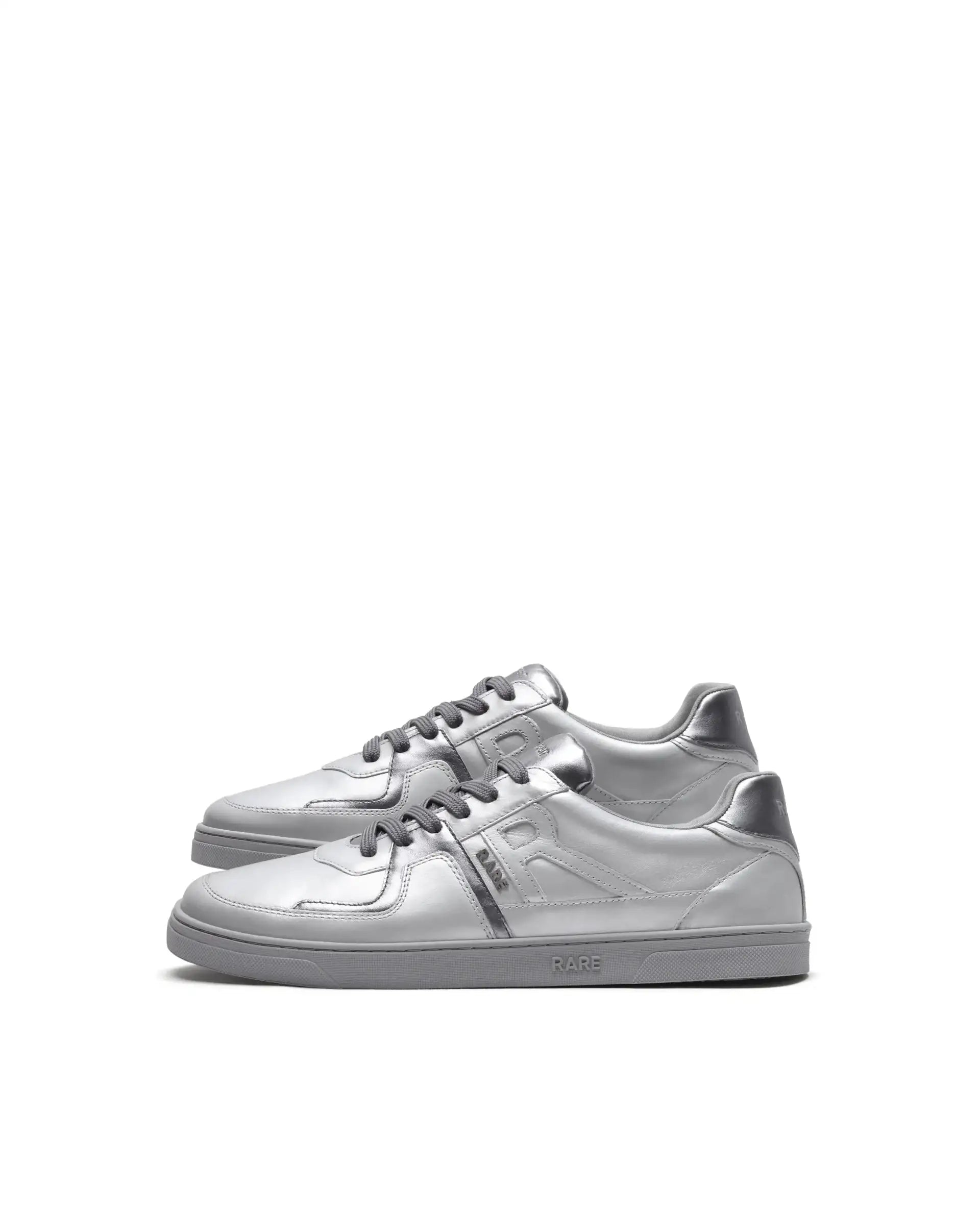 Rare Rabbit Men's Pegasus Silver Leather Lace-Up Closure Sneaker