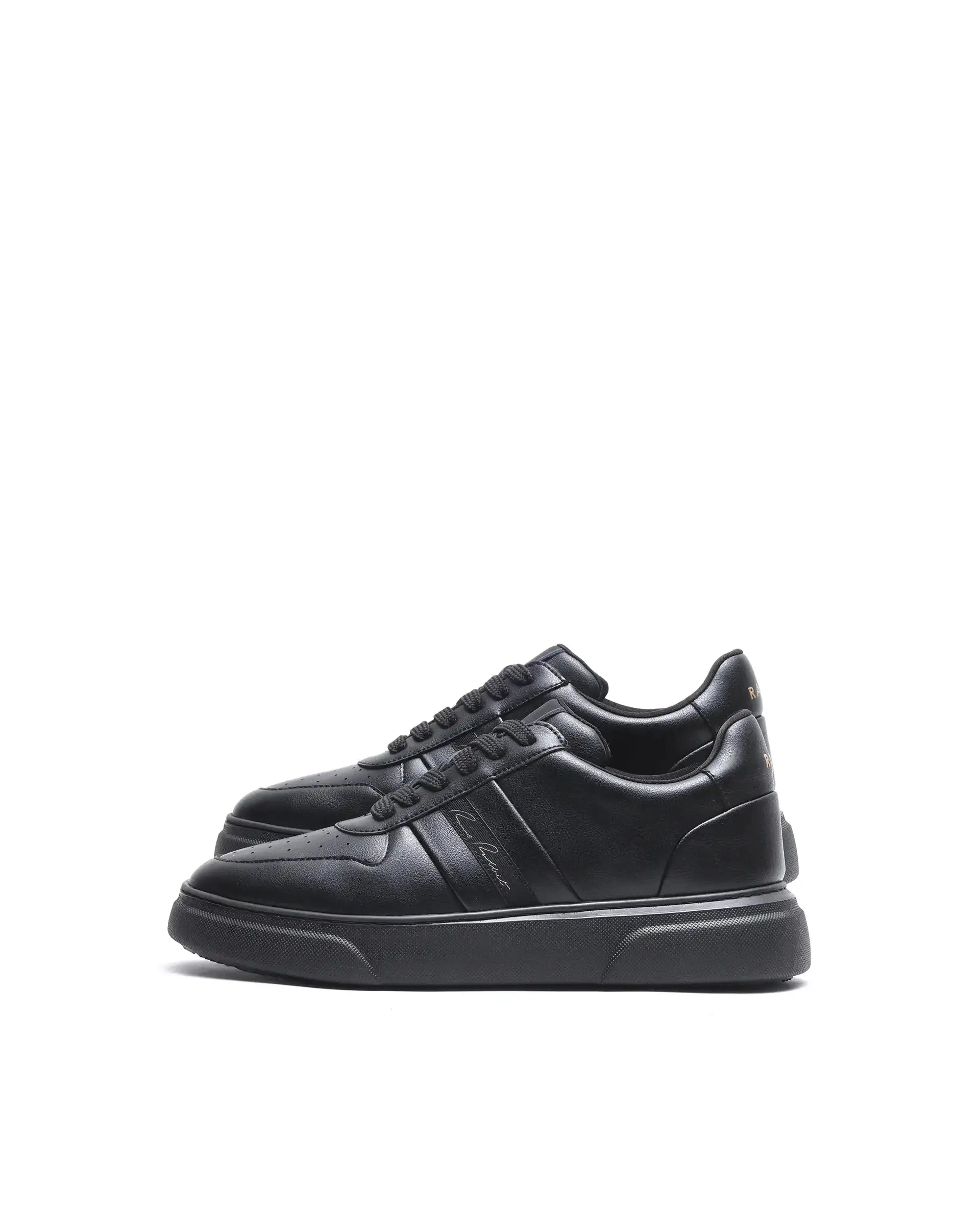 Rare Rabbit Men's Pulse Black Micro Leather Sneaker