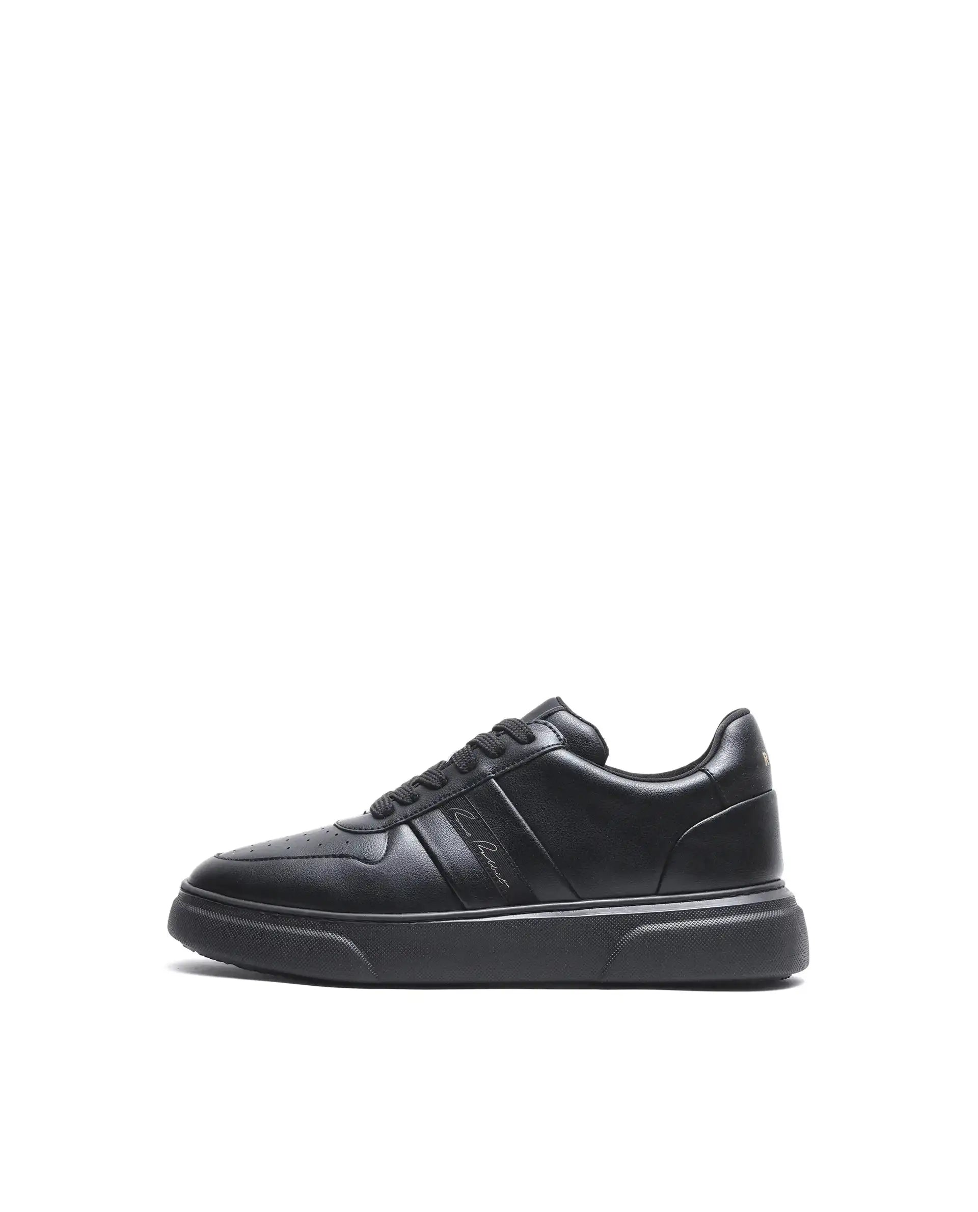 Rare Rabbit Men's Pulse Black Micro Leather Sneaker