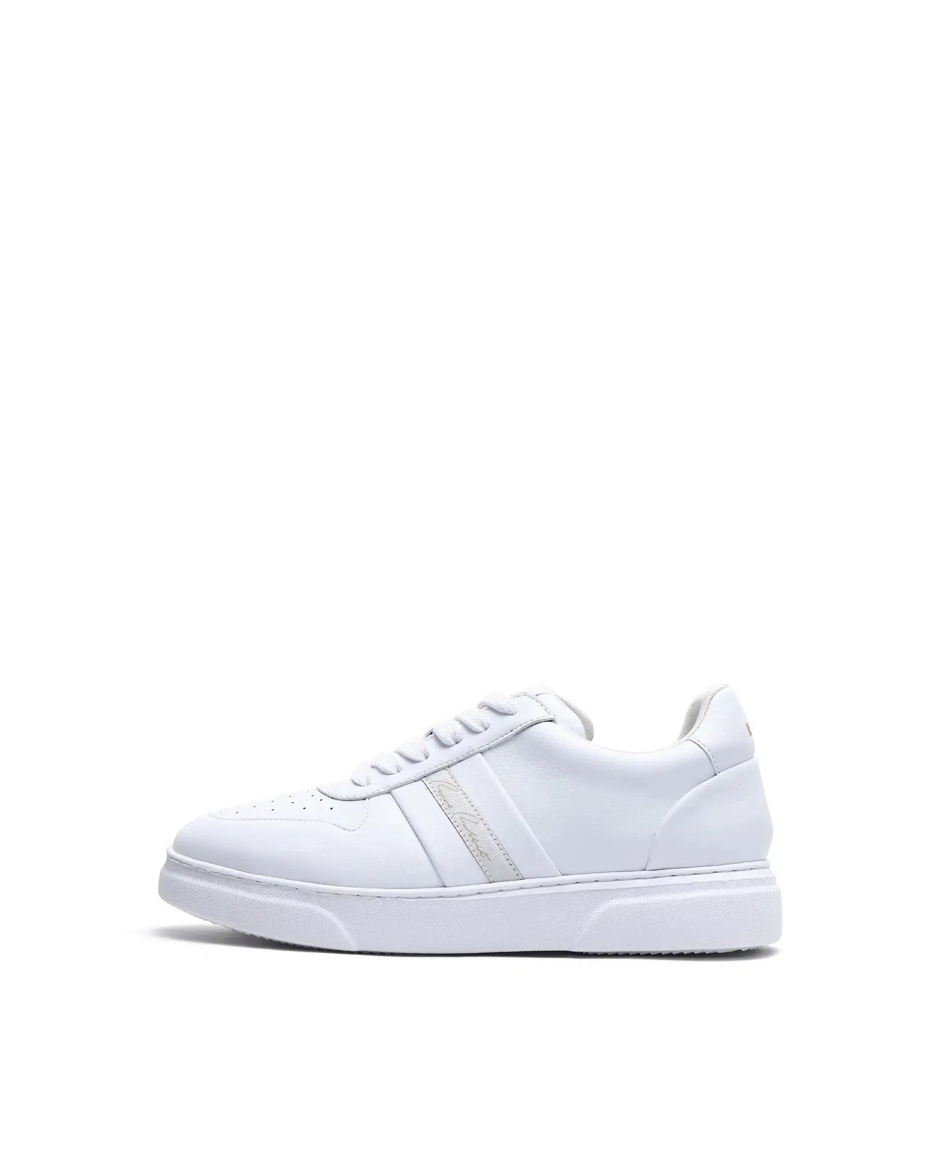Rare Rabbit Men's Pulse White Micro Leather Sneaker