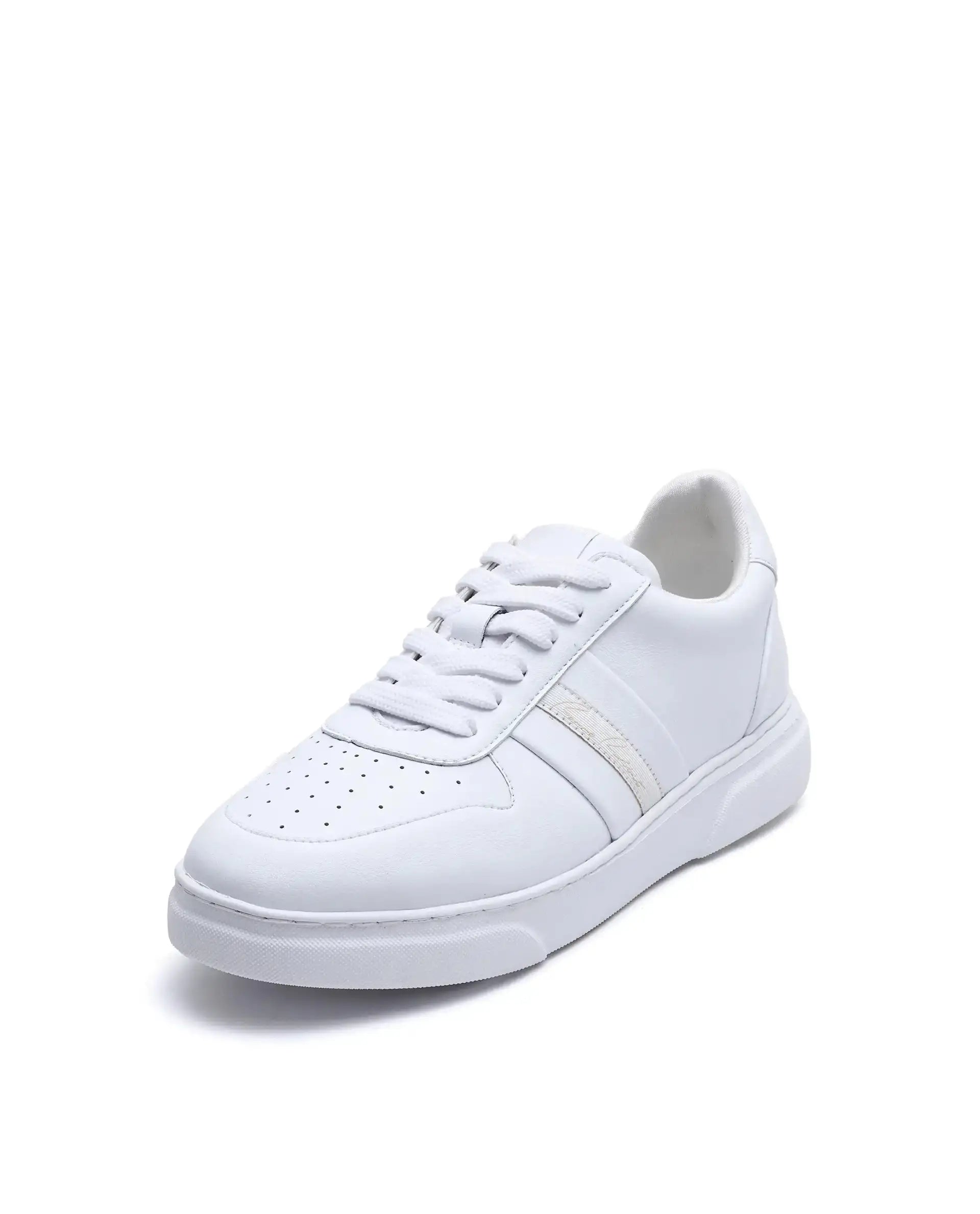 Rare Rabbit Men's Pulse White Micro Leather Sneaker