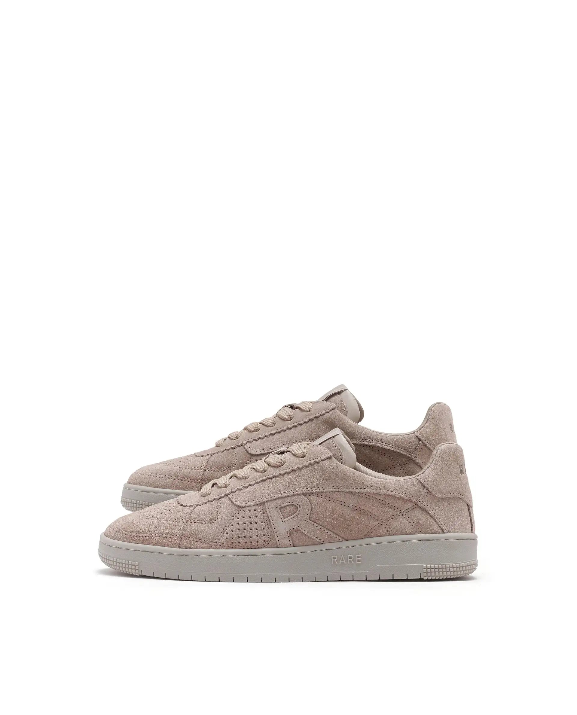 Rare Rabbit Men Ragno Biege Genuine Suede Leather Low-Top Lace Up Sneaker Shoes