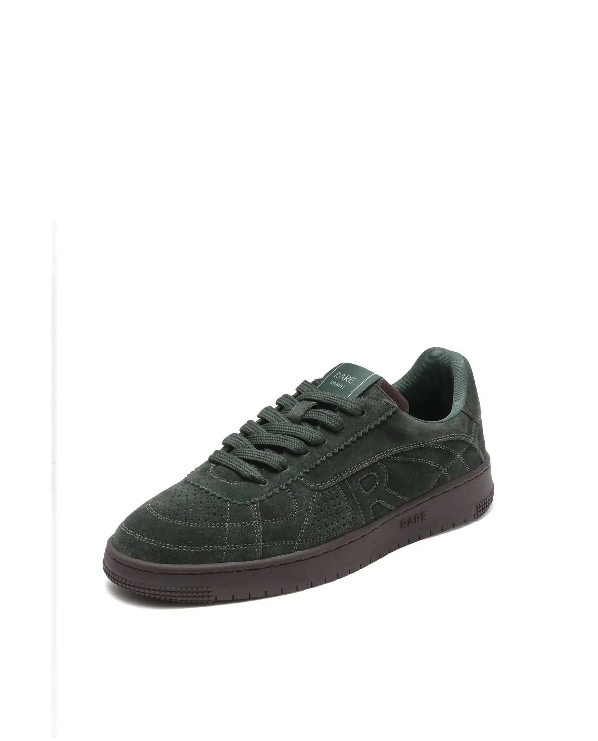 Rare Rabbit Men's Ragno Green Genuine Suede Leather Low-Top Lace Up Sneaker Shoes