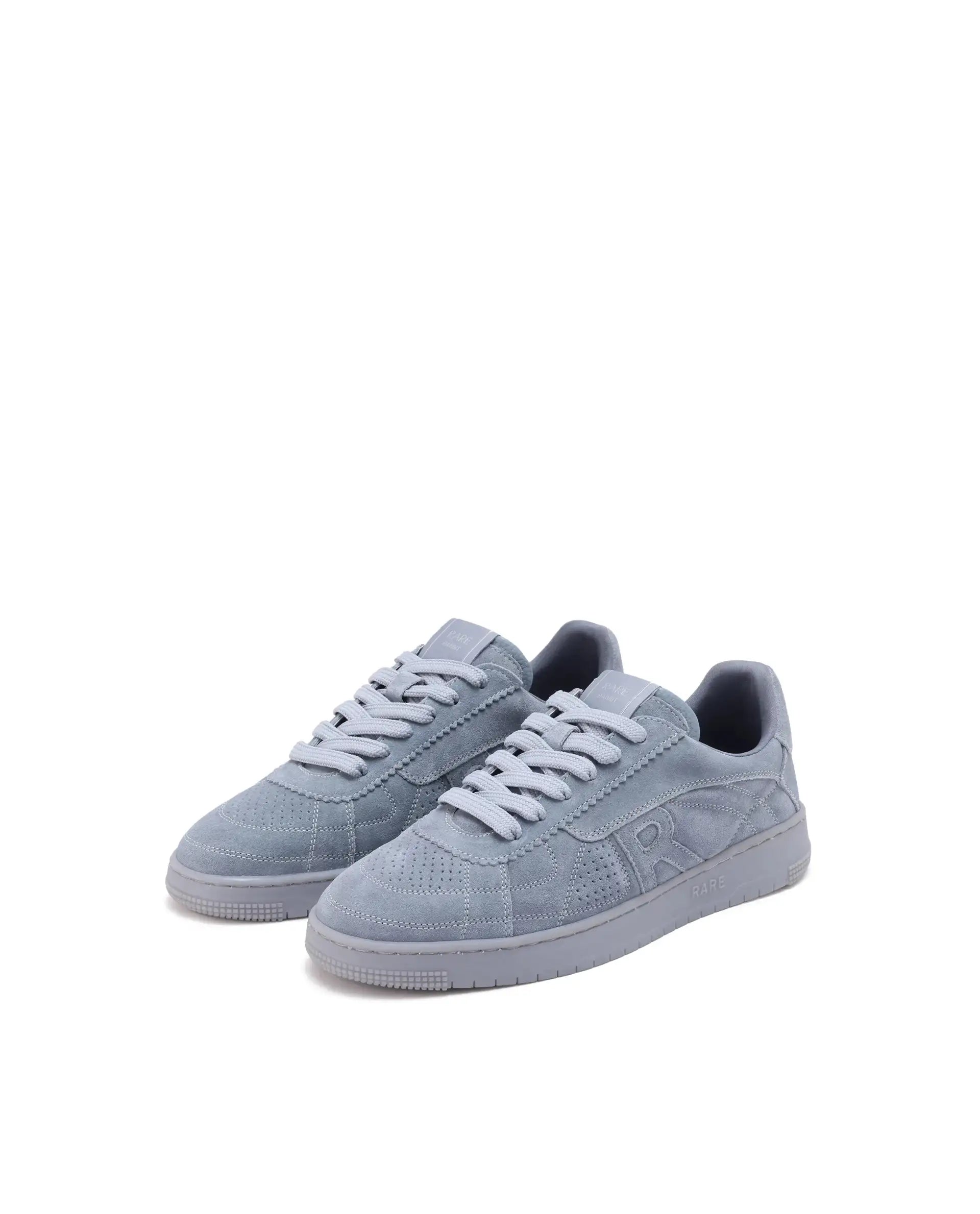 Rare Rabbit Men's Ragno Grey Genuine Suede Leather Low-Top Lace Up Sneaker Shoes