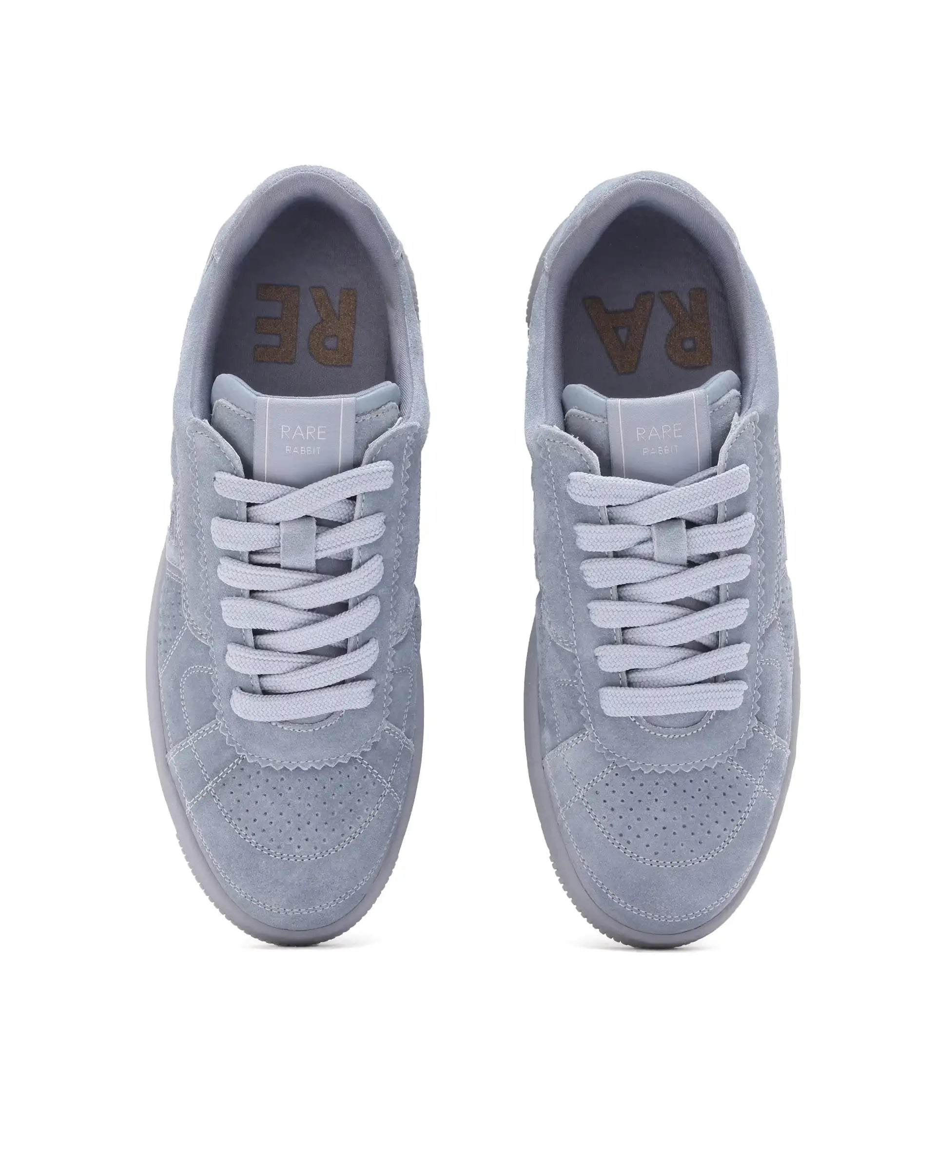 Rare Rabbit Men's Ragno Grey Genuine Suede Leather Low-Top Lace Up Sneaker Shoes