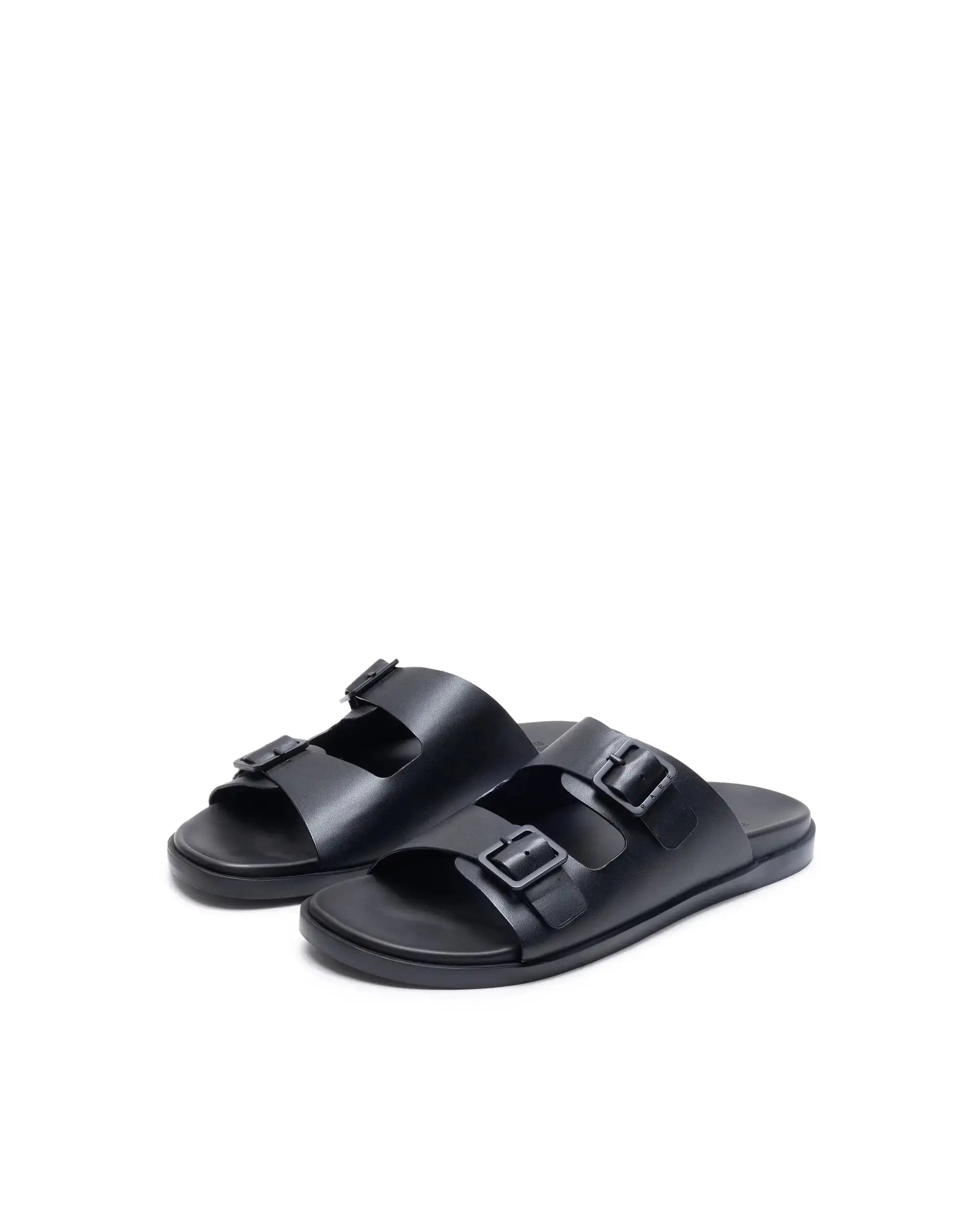 Rare Rabbit Men's Raro Black Leather Slip-On Closure Sandal
