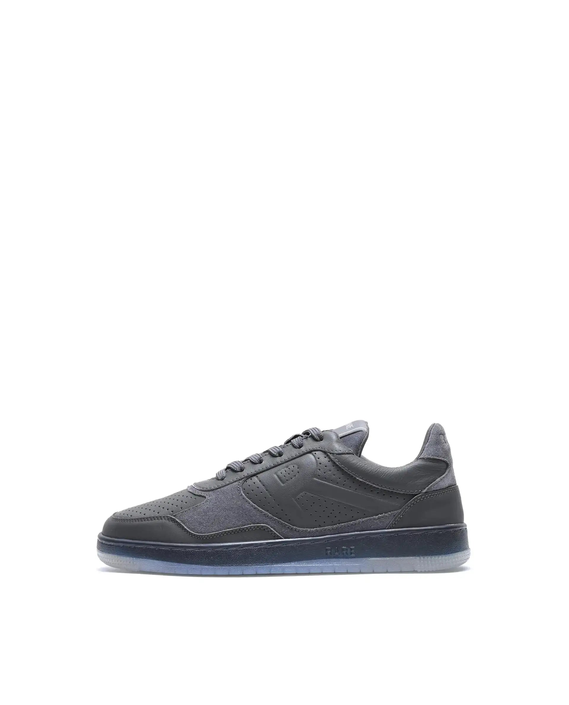 Rare Rabbit Men's Reven Dark Grey Lace-Up Closure Leather Sneaker