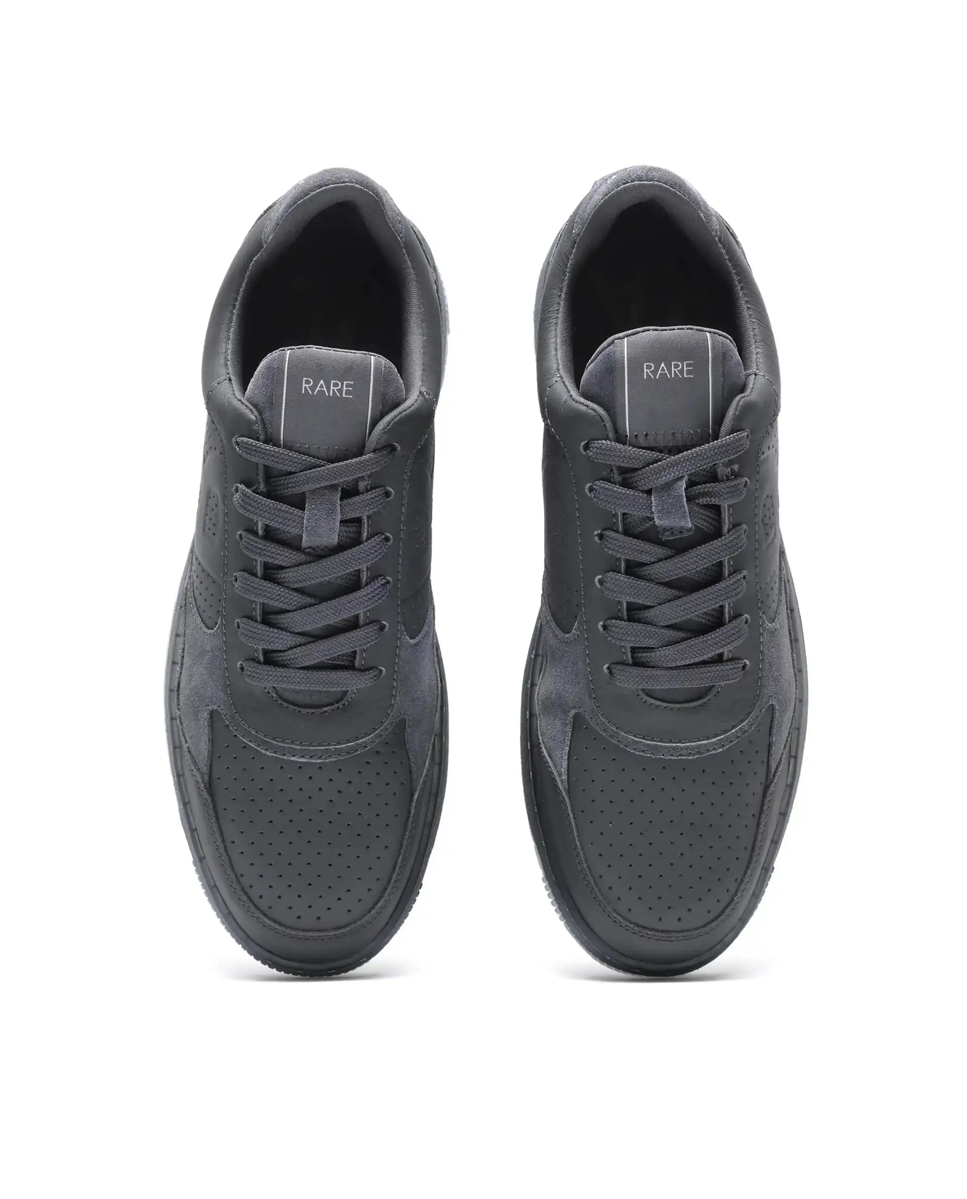 Rare Rabbit Men's Reven Dark Grey Lace-Up Closure Leather Sneaker