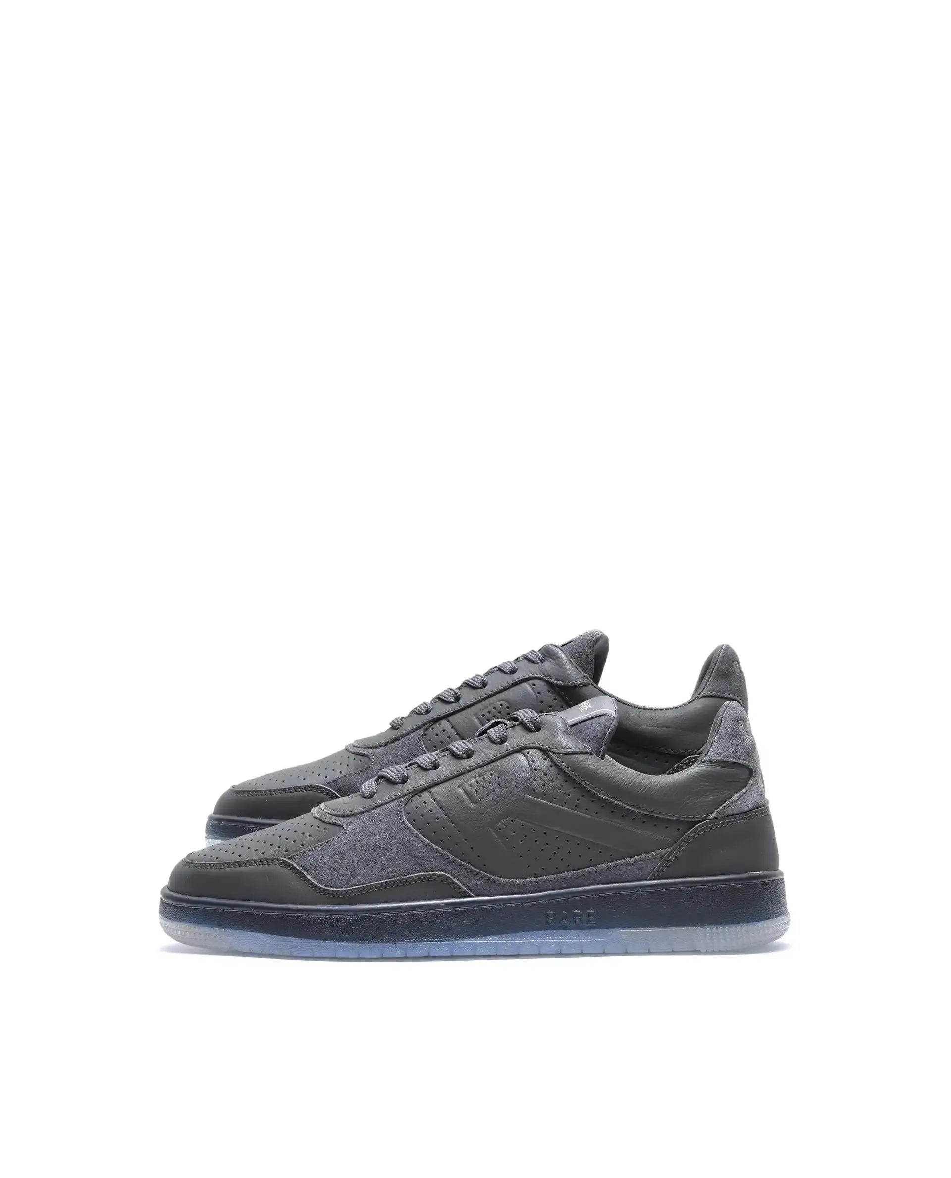 Rare Rabbit Men's Reven Dark Grey Lace-Up Closure Leather Sneaker