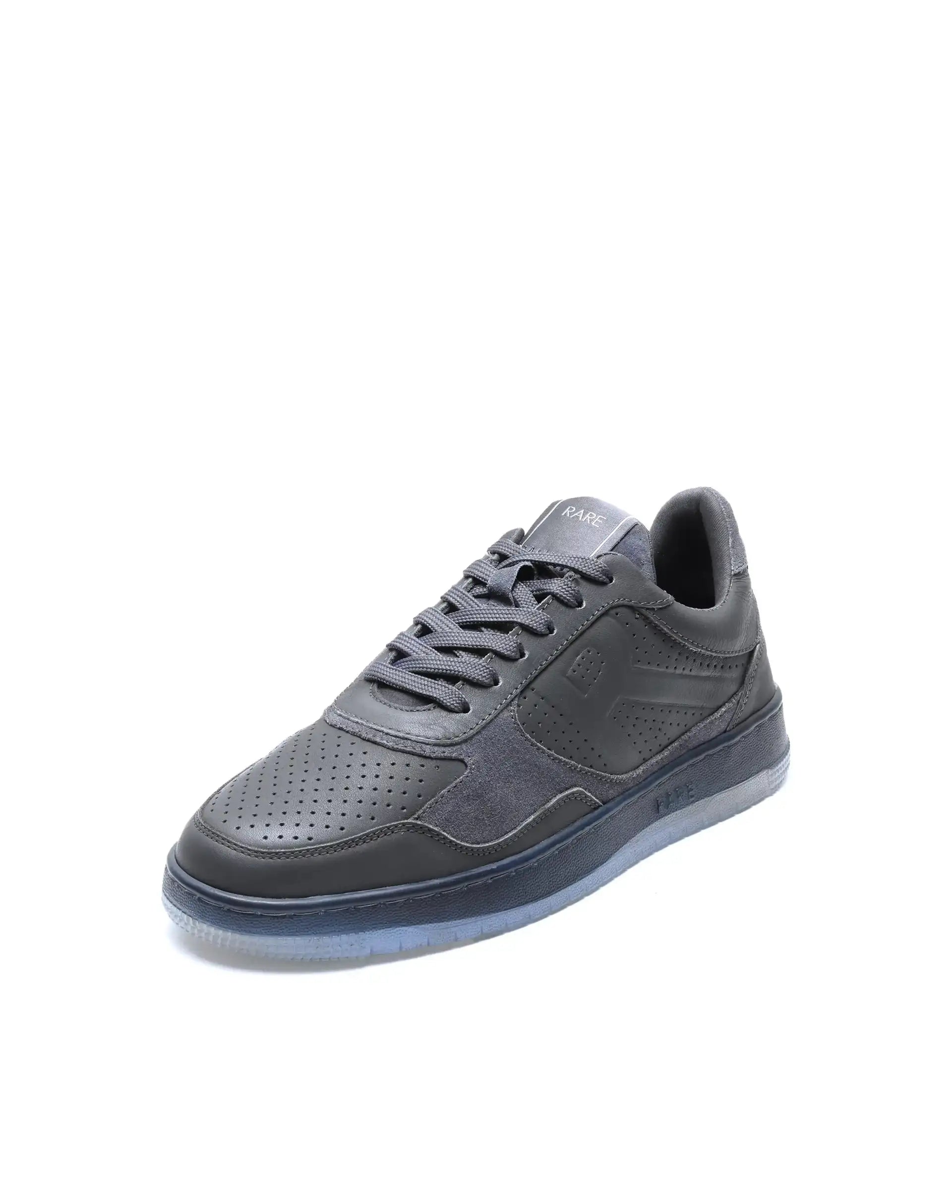 Rare Rabbit Men's Reven Dark Grey Lace-Up Closure Leather Sneaker