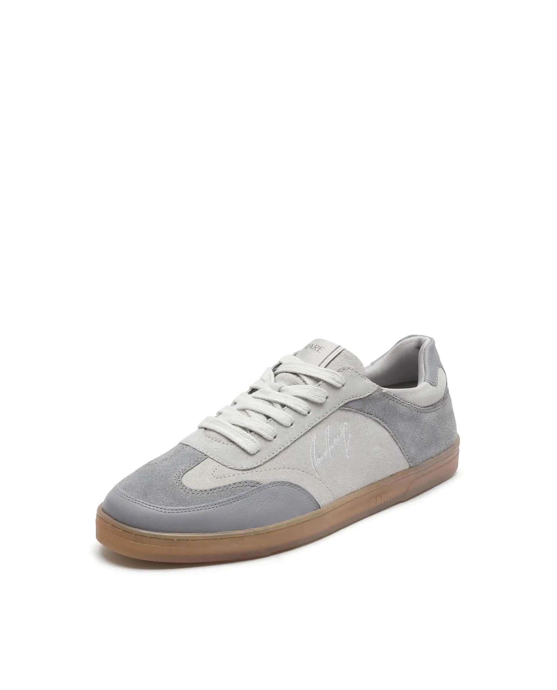 Rare Rabbit Men's Rex Grey Leather Lace-Up Closure Sneaker