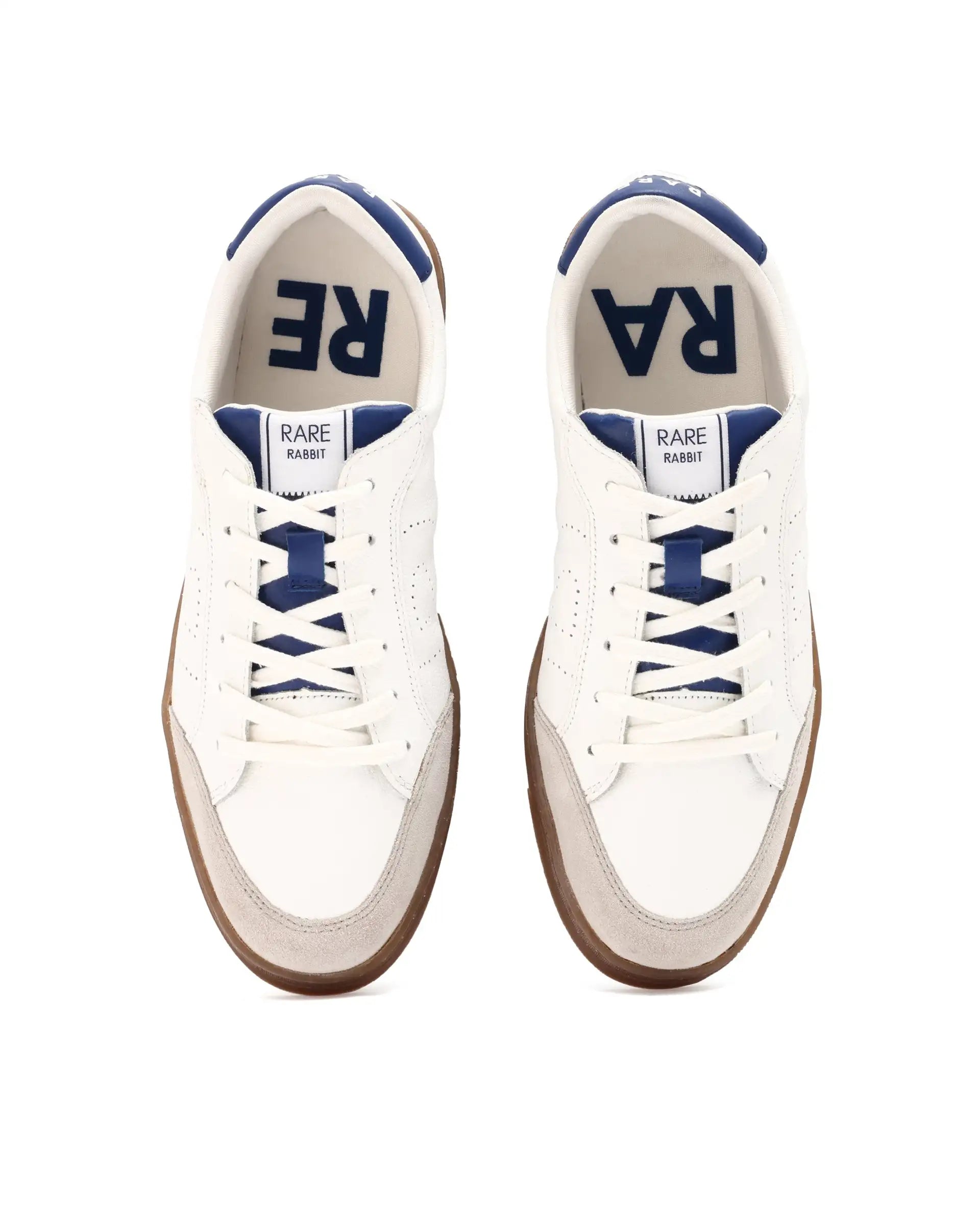 Rare Rabbit Mens Rocco Blue Round Toe Low Top Perforated Lace-Up Sneaker Shoes