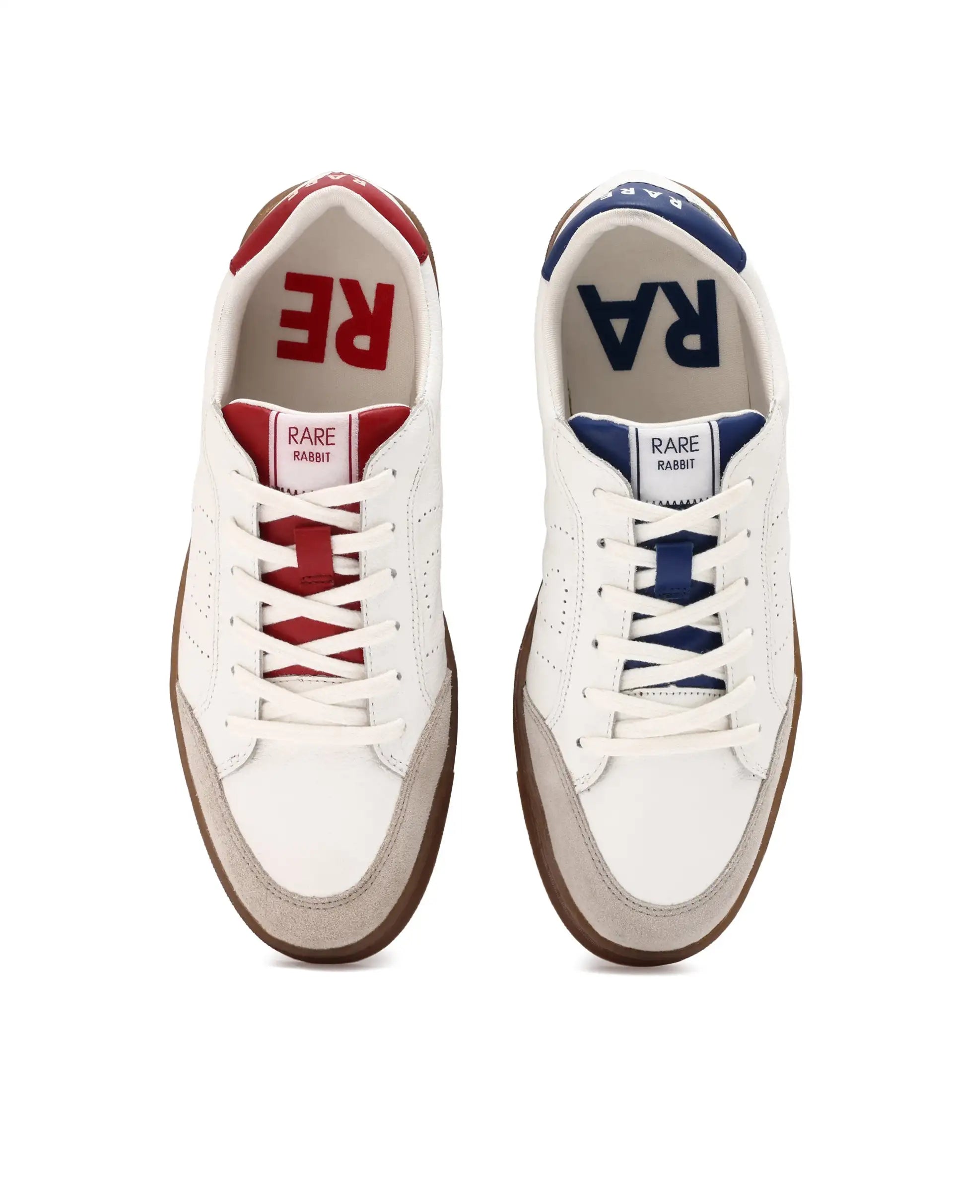 Rare Rabbit Mens Rocco White Round Toe Low Top Perforated Lace-Up Sneaker Shoes